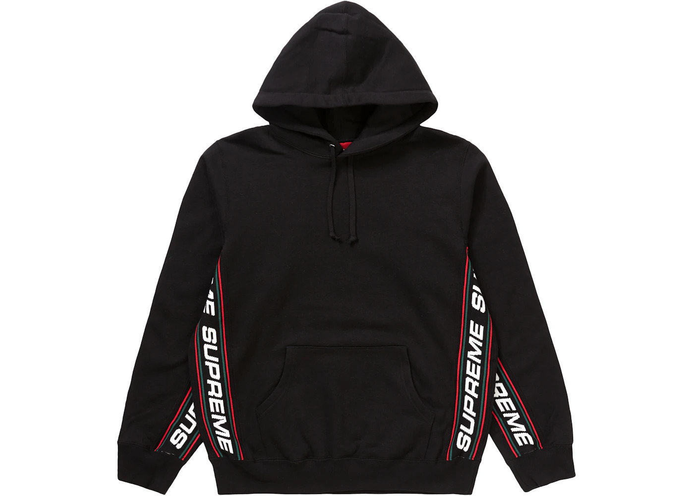 Supreme Text Rib Hooded Sweatshirt Black - 1