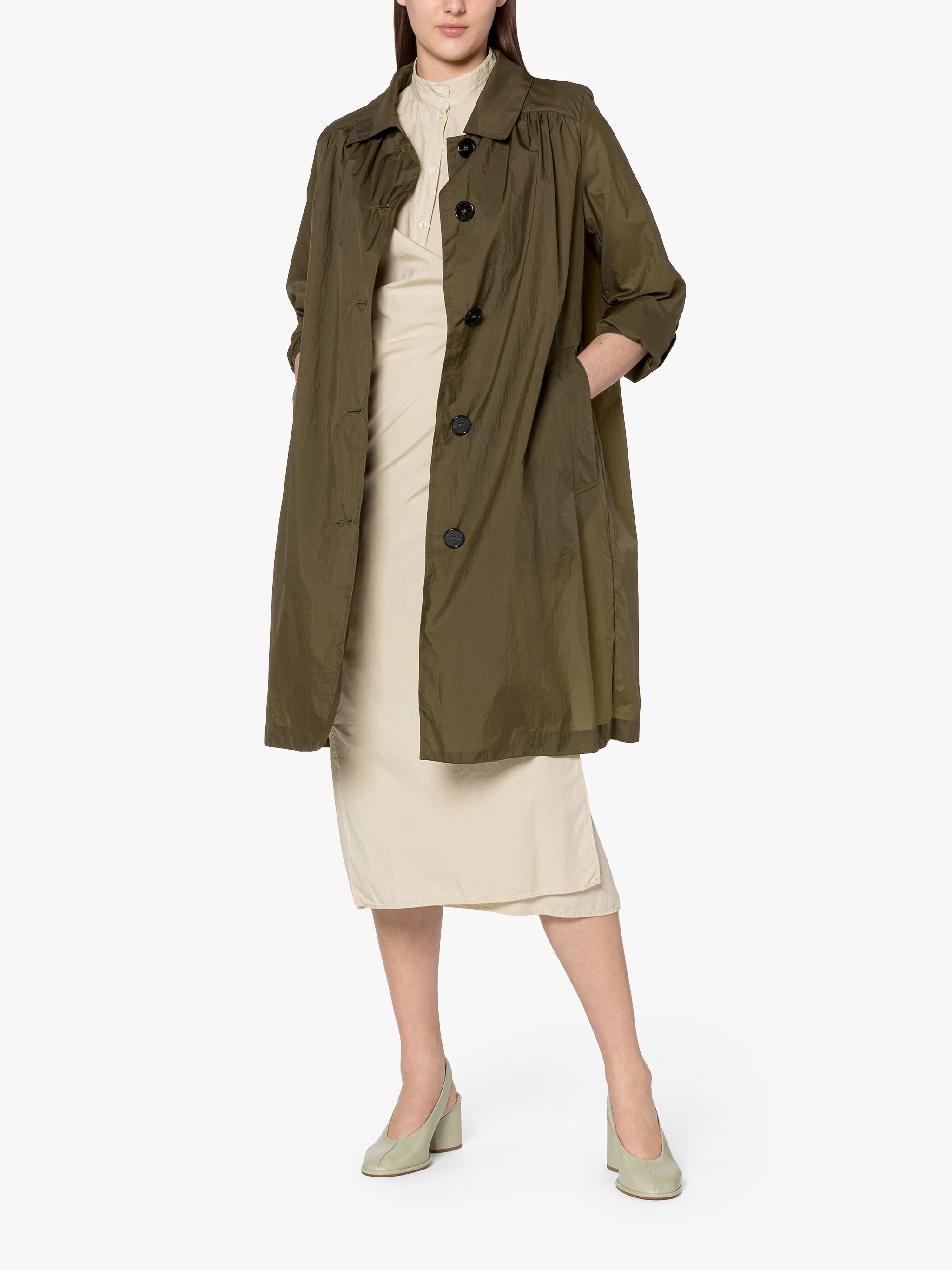 HANA KHAKI NYLON COAT - 2