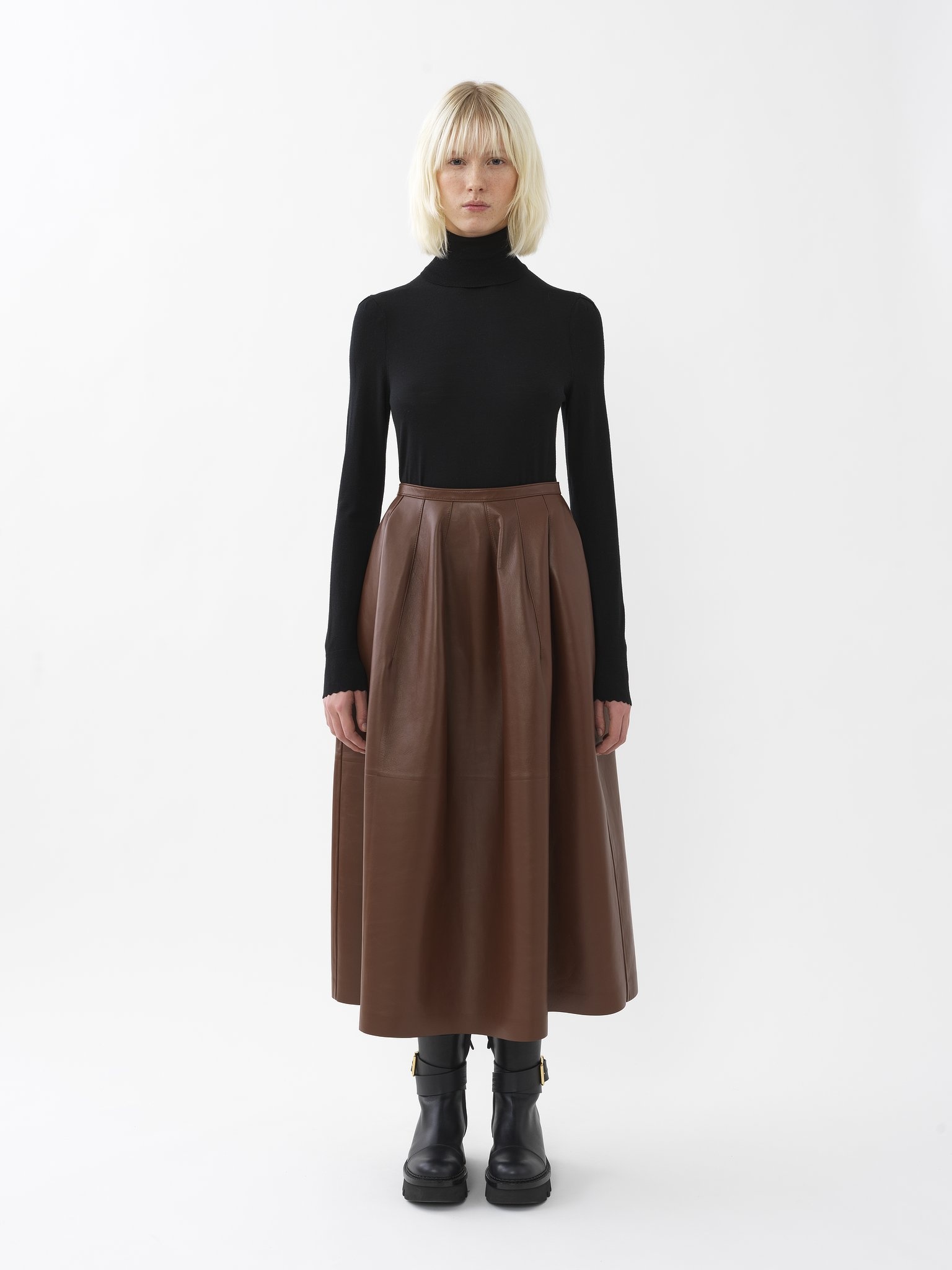 GATHERED MID-LENGTH SKIRT - 2