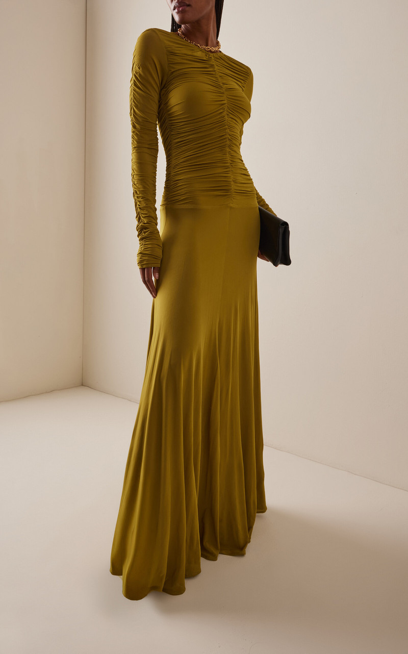 TOVE Eira Ruched Jersey Maxi Dress green outlook