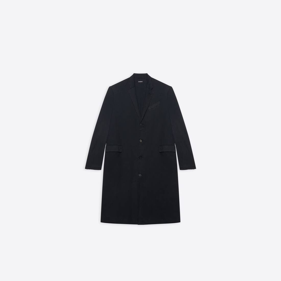 Men's Worn-out Tailored Coat in Black - 1