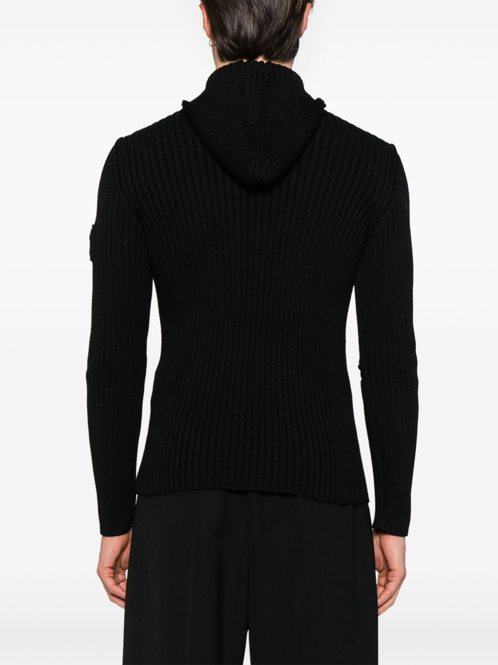 ribbed-knit hoodie - 4