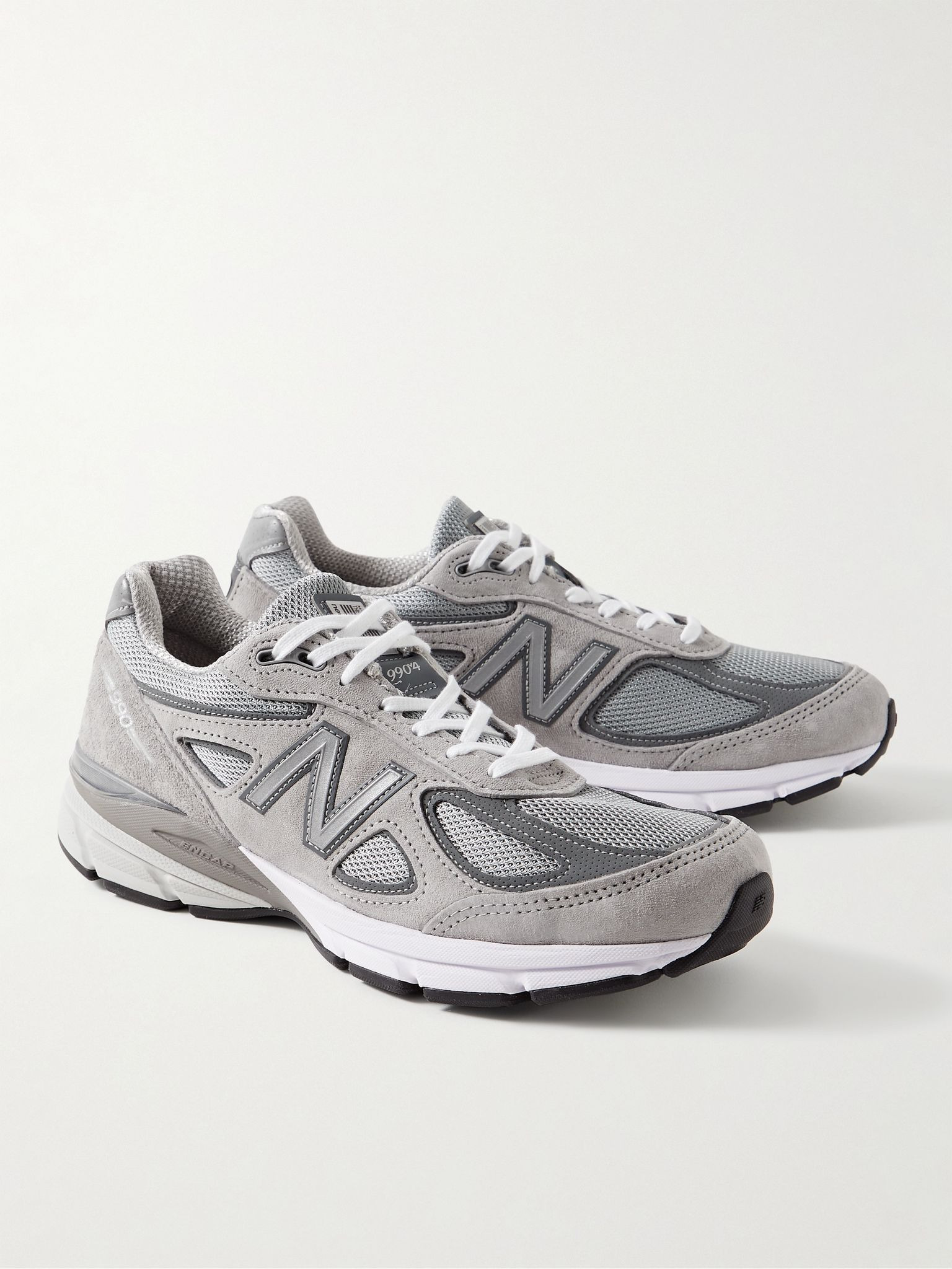 990v4 Suede and Mesh Sneakers Gray - 4