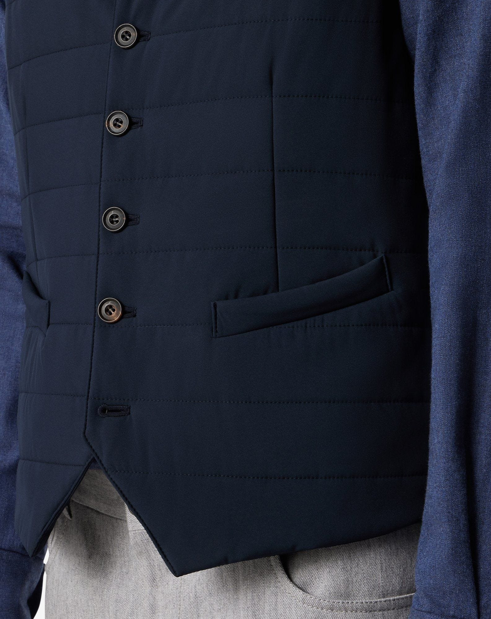 Blue padded techno poplin gilet - 5