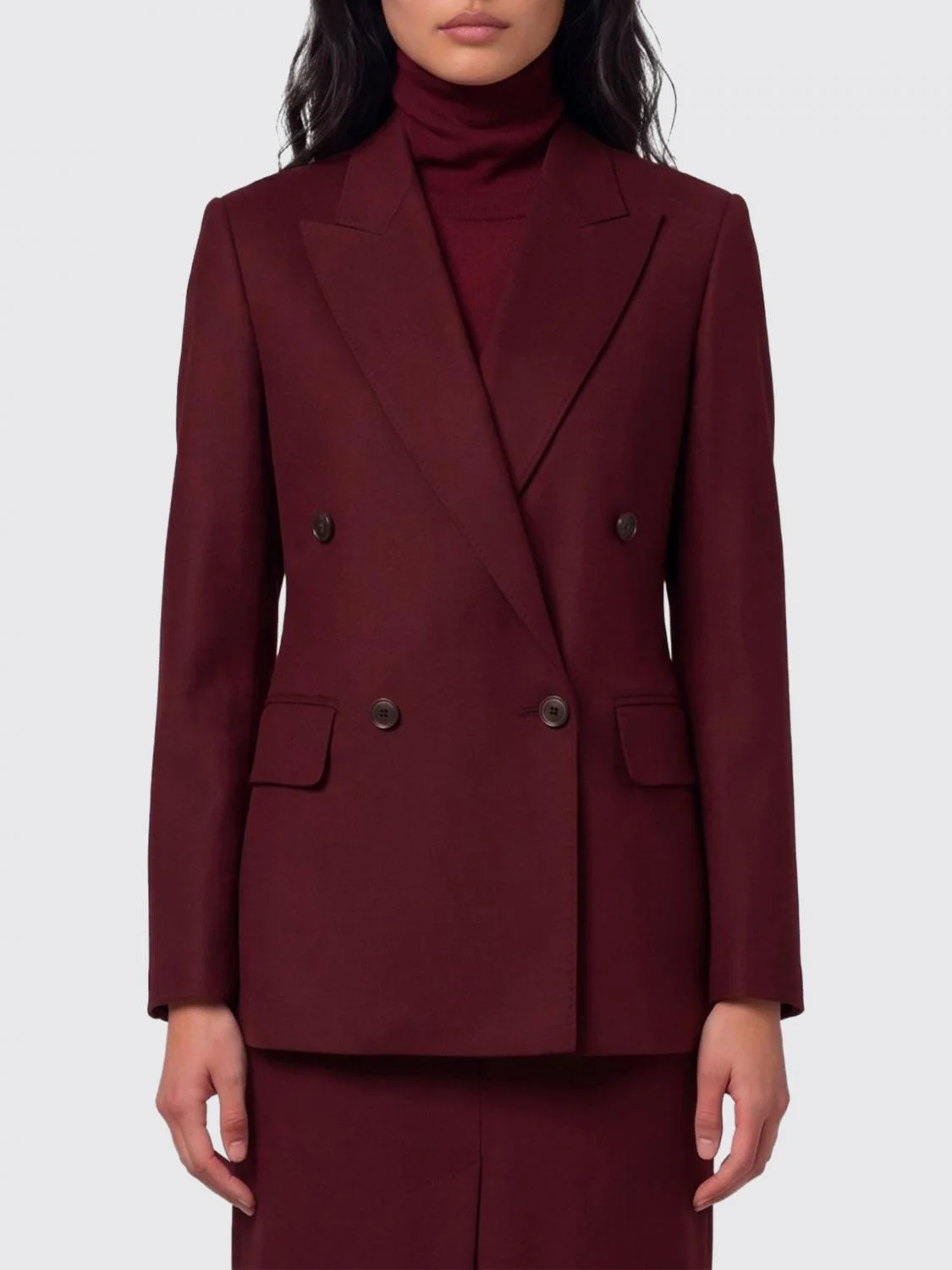 Max Mara Women Max Mara Double-Breasted Wool Blazer With Peak Lapels - 1