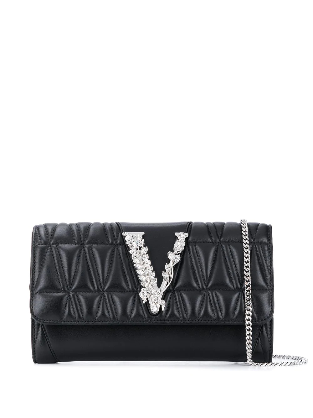 logo-plaque quilted clutch - 1