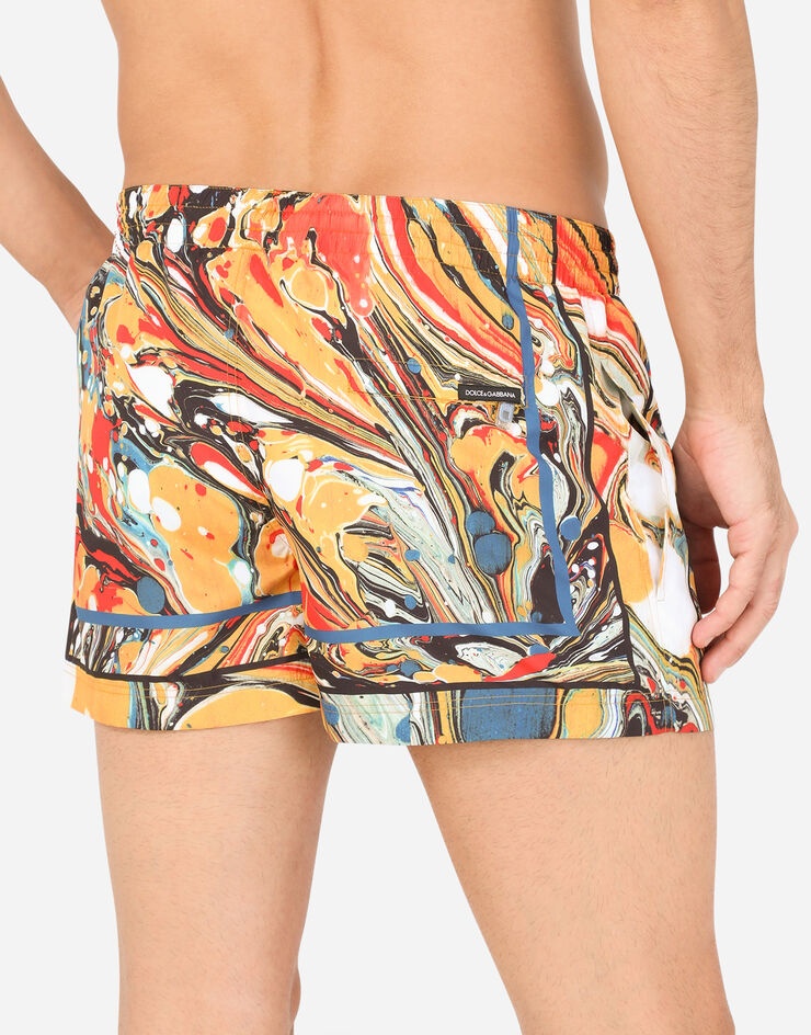 Short swim trunks with marbled print - 5