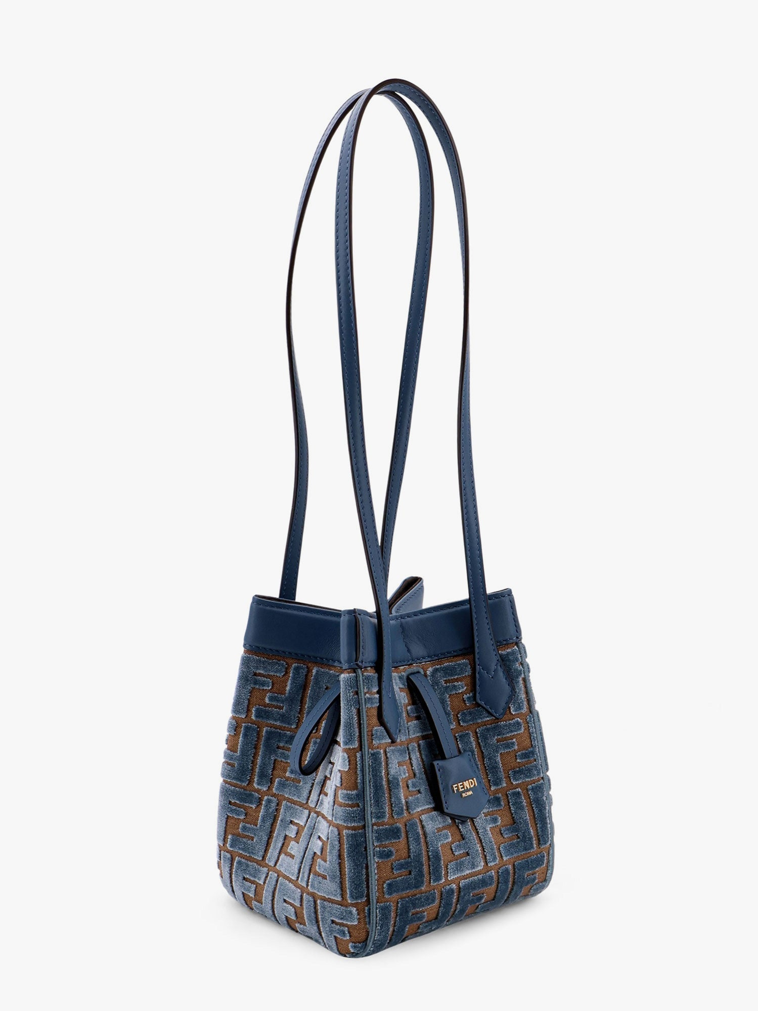 Fendi Women Convertible Bucket Bag In Velvet With All-Over Ff Logo - 4