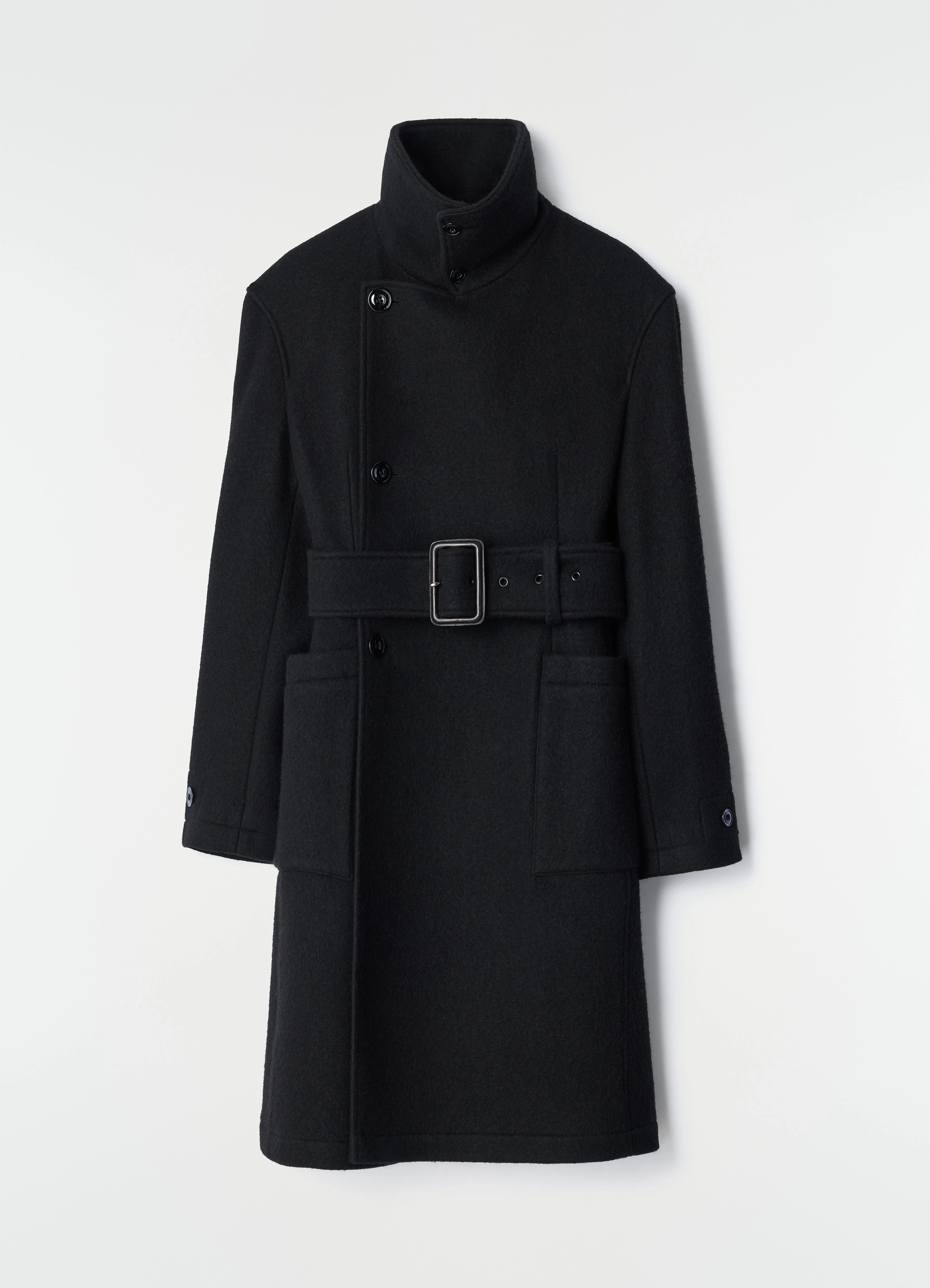 FITTED WRAP COAT IN FELTED WOOL AND ALPACA BLEND - 1