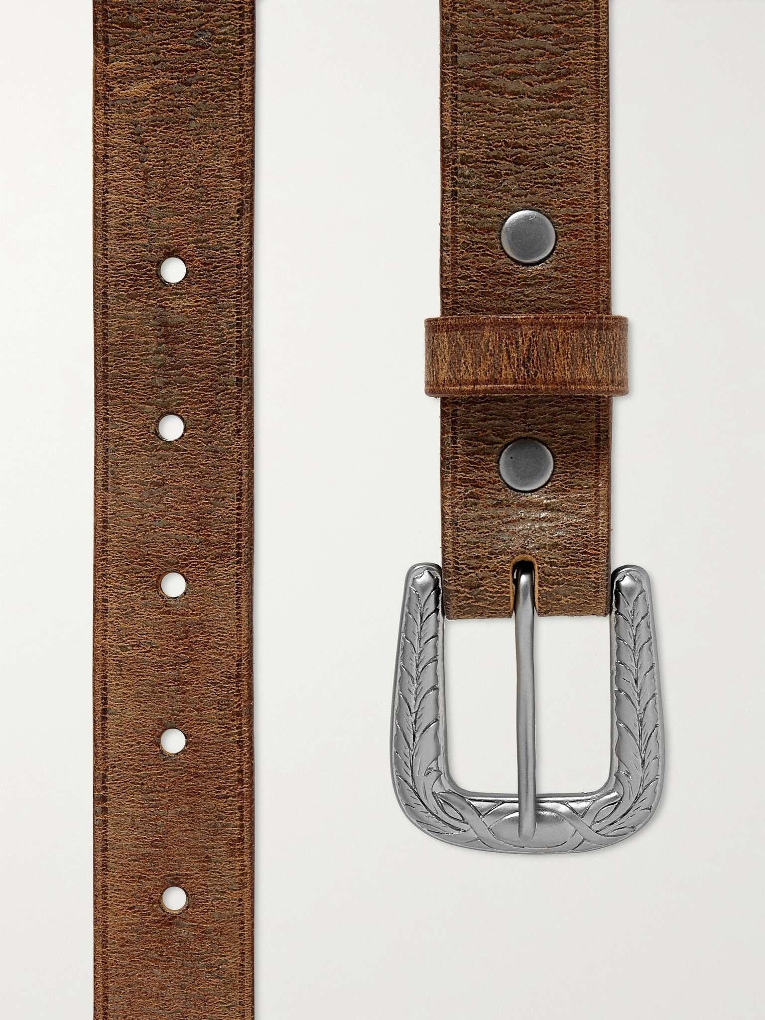 2.5cm Distressed Leather Belt - 3