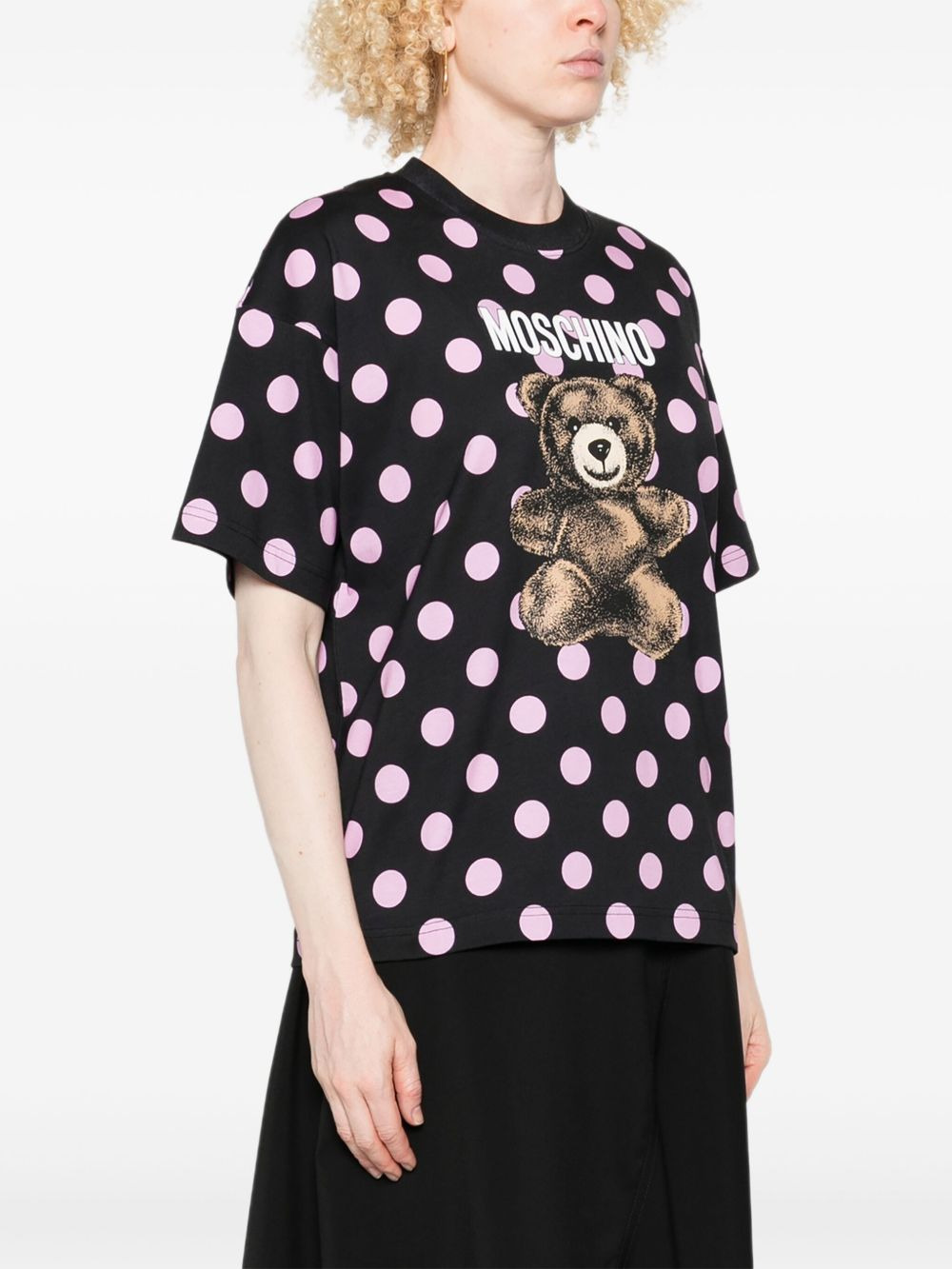 polka-dot teddy-print T-shirt - 3