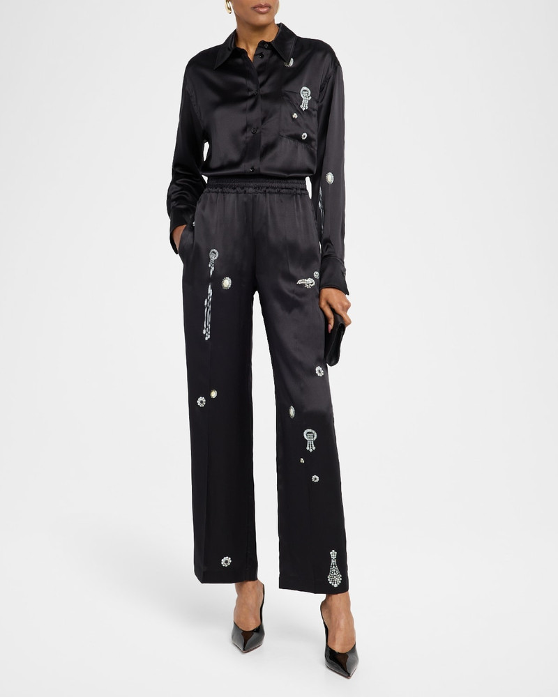 Victoria Beckham Crystal-Print Silk Straight-Leg Pajama Trousers outlook