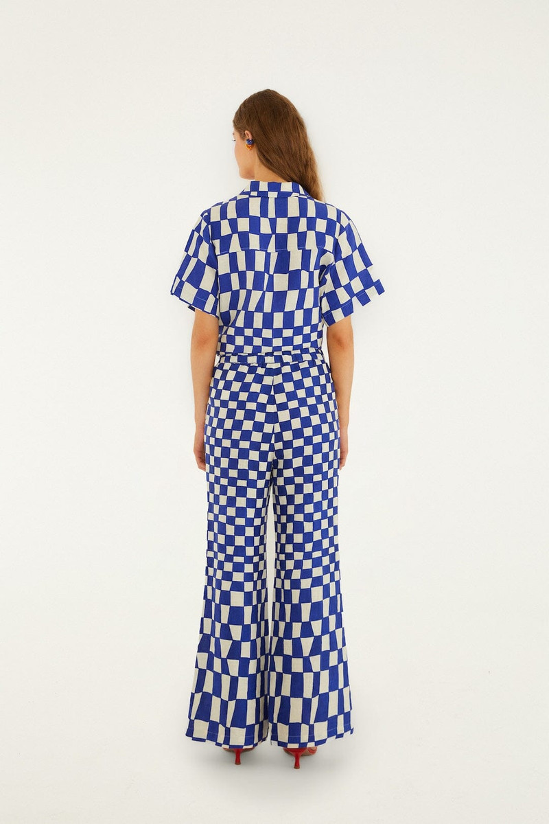 Blue Dream Checkered Lenzing Ecovero Euroflax Pants 3