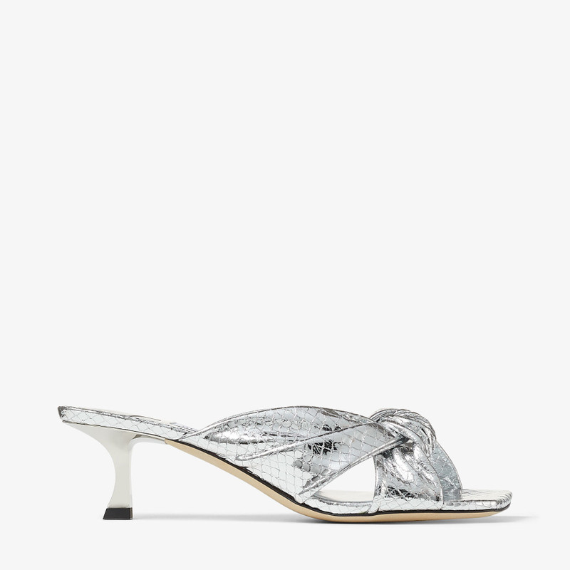 Avenue 50 Silver Leather Mules 1