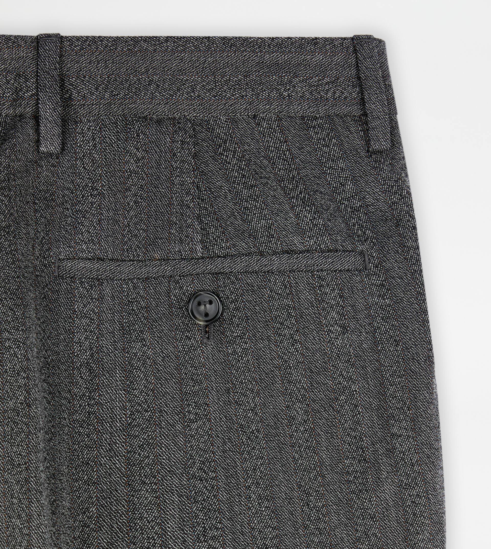 WOOL BLEND SLIM FIT PANTS - GREY - 8