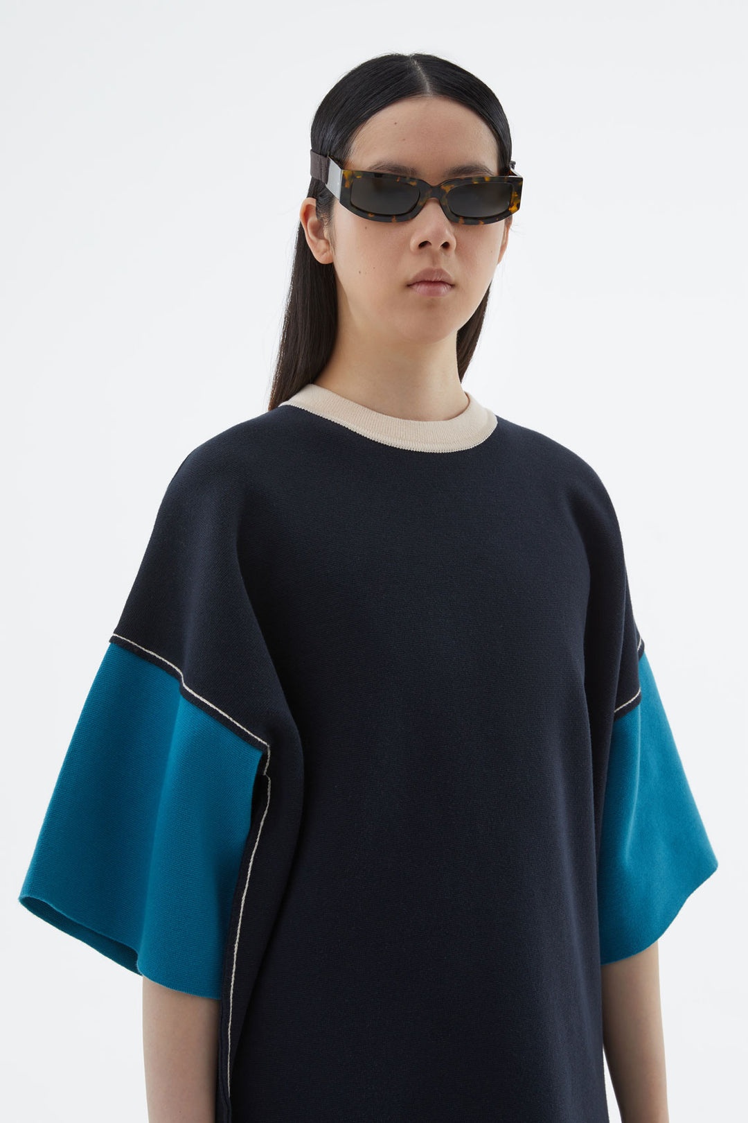 DARK BLUE KNIT DRESS - 5