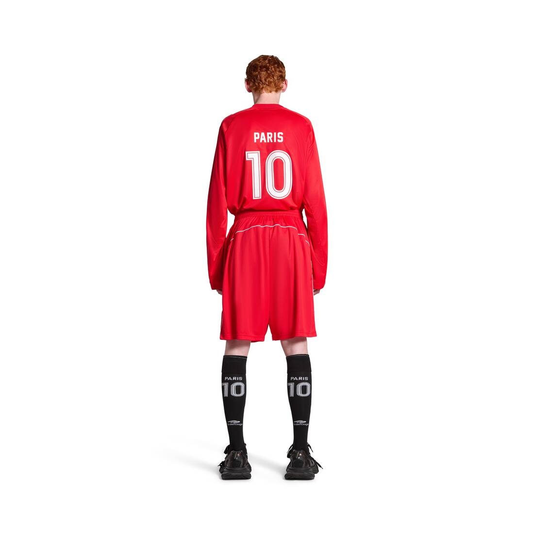 Men's Soccer Baggy Shorts in Red/white - 4