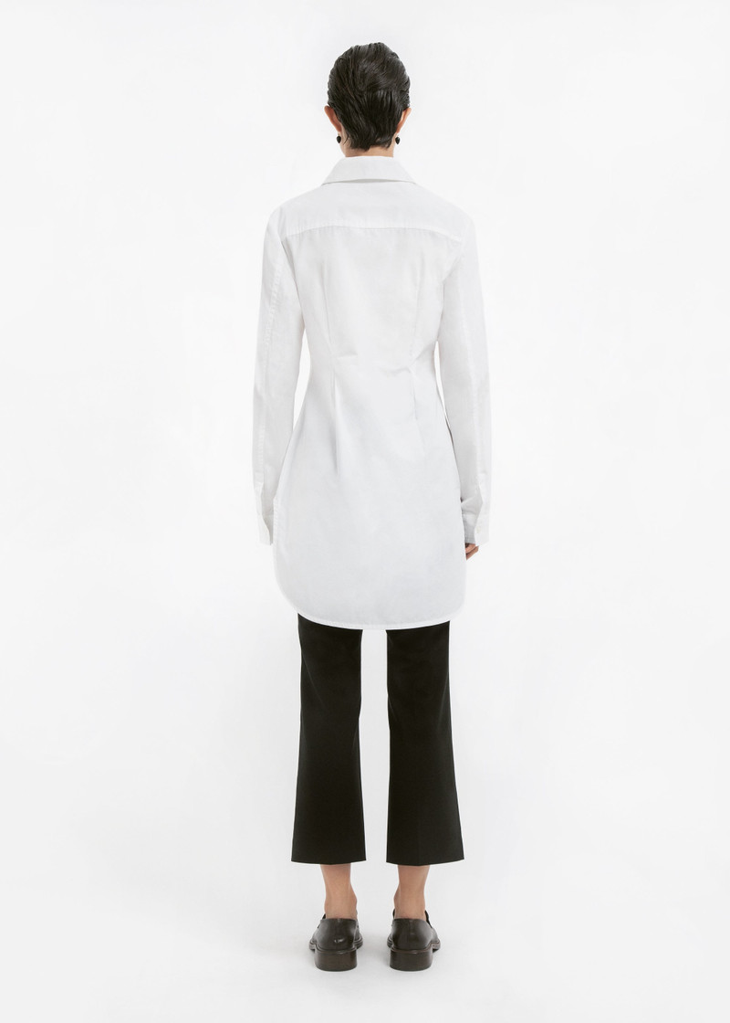 Cinched Button Down Shirt in Cotton Sateen 4