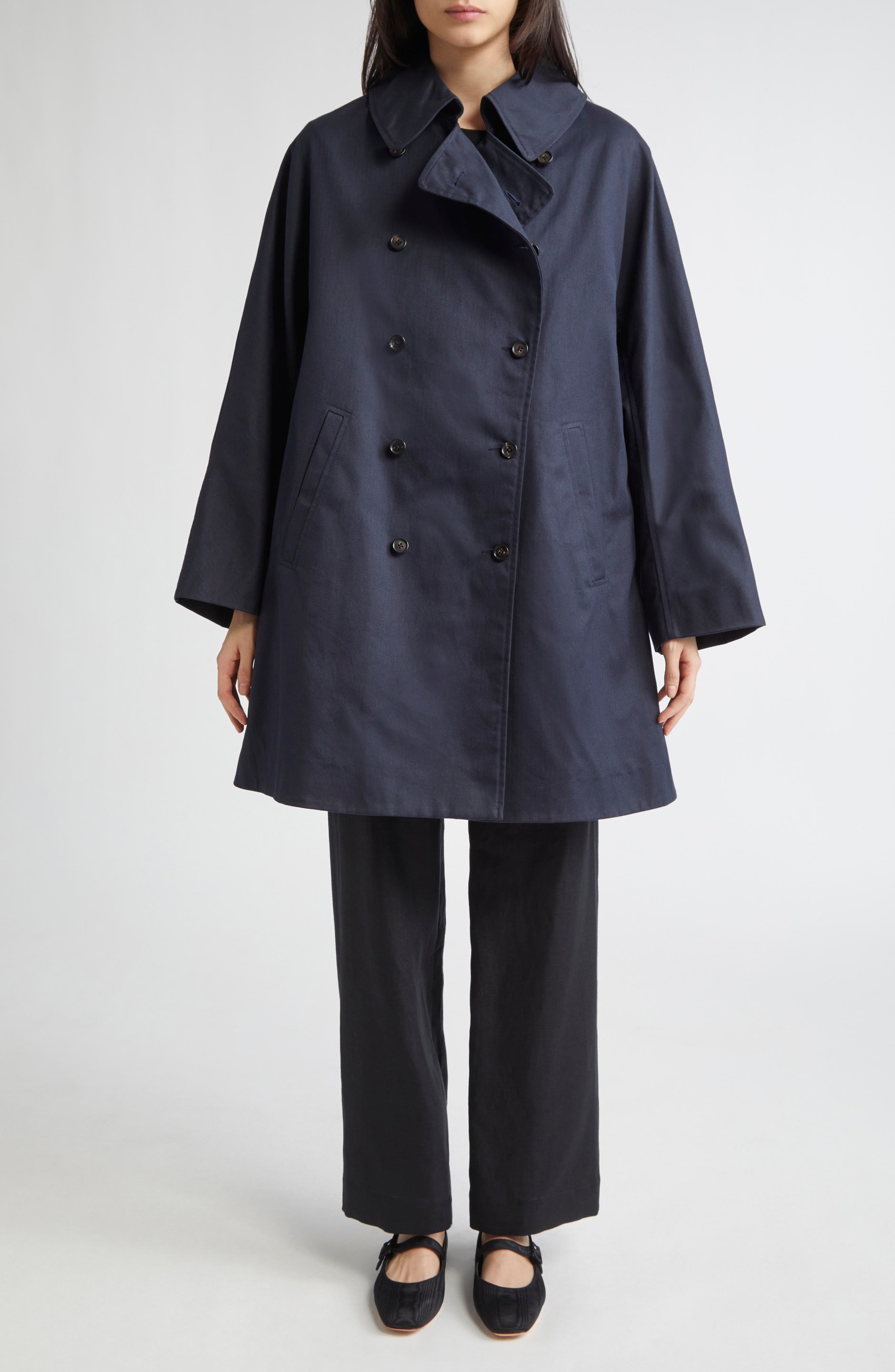 Bode Waxed Cotton Peacoat in Navy at Nordstrom - 2
