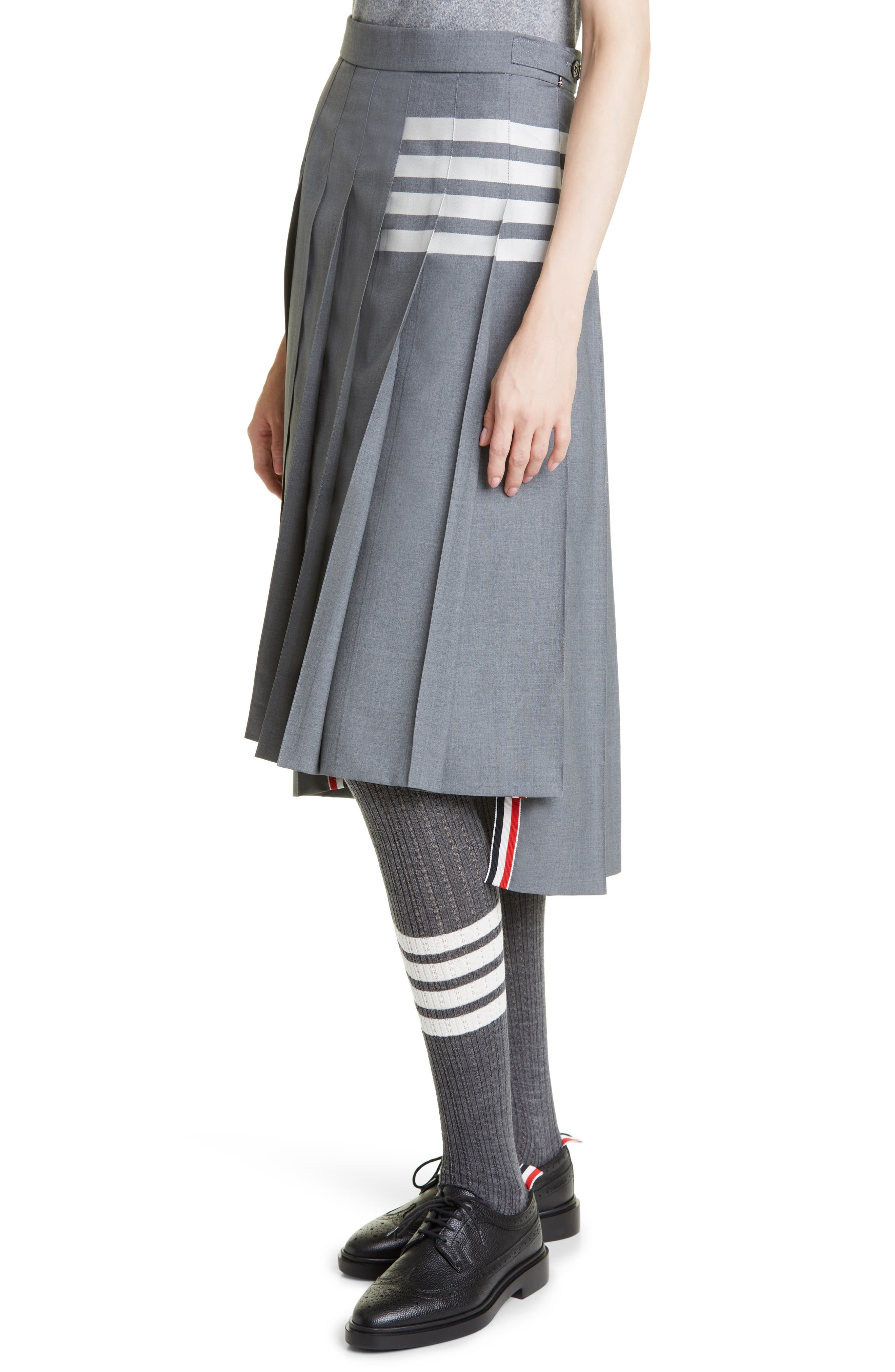 Drop Back Pleated Wool Skirt - 4