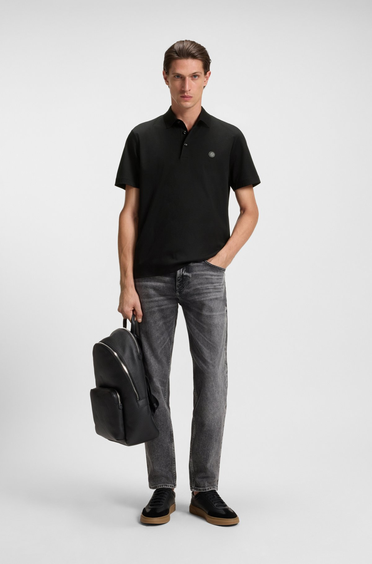 MERCERIZED-COTTON POLO SHIRT WITH DOUBLE MONOGRAM - 4