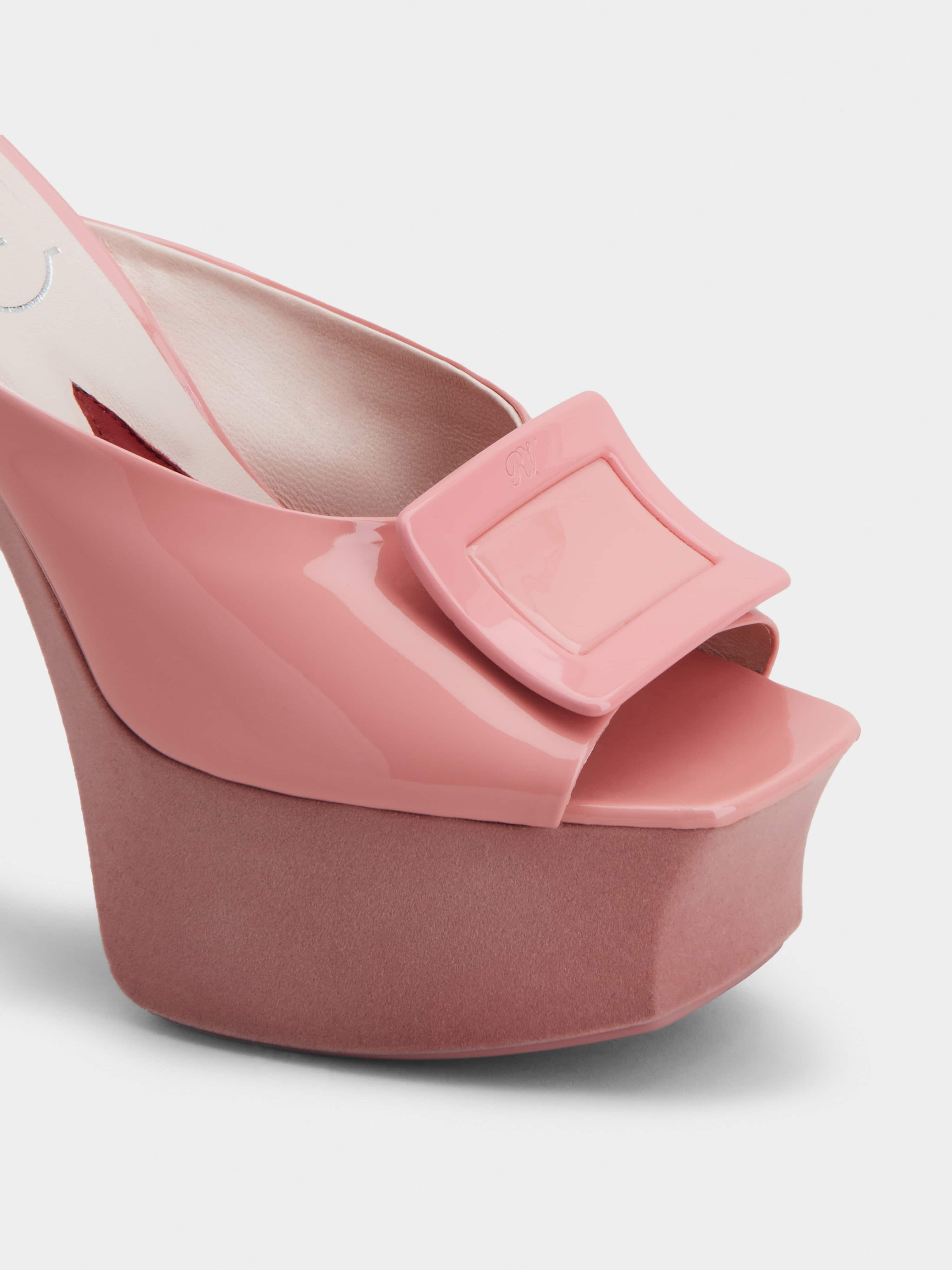 Covered Buckle Platform Mules in Patent Leather - 3