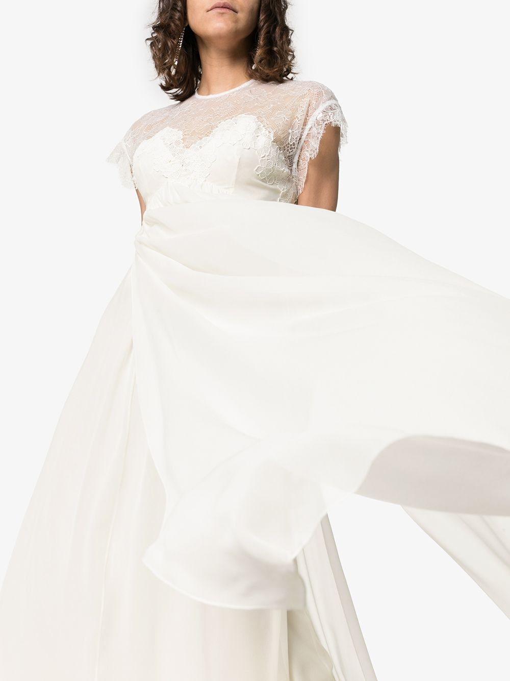 cap sleeve lace insert empire line maxi dress - 5