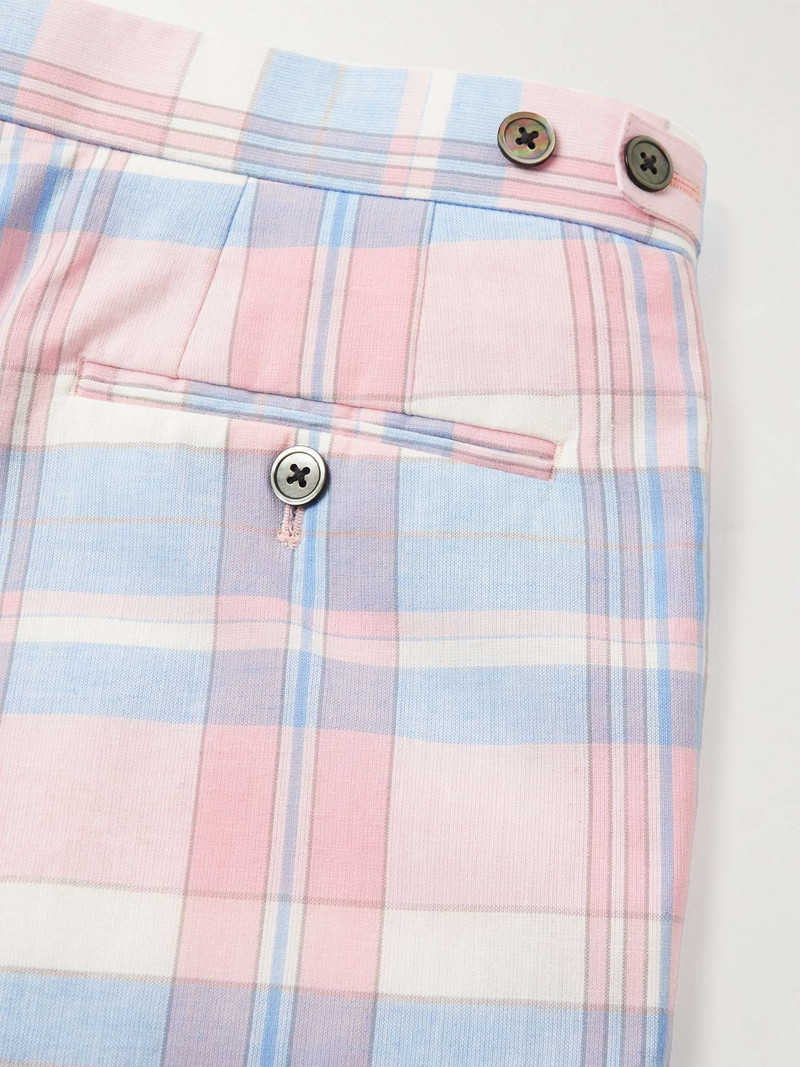 Straight-Leg Checked Cotton-Twill Suit Trousers 10