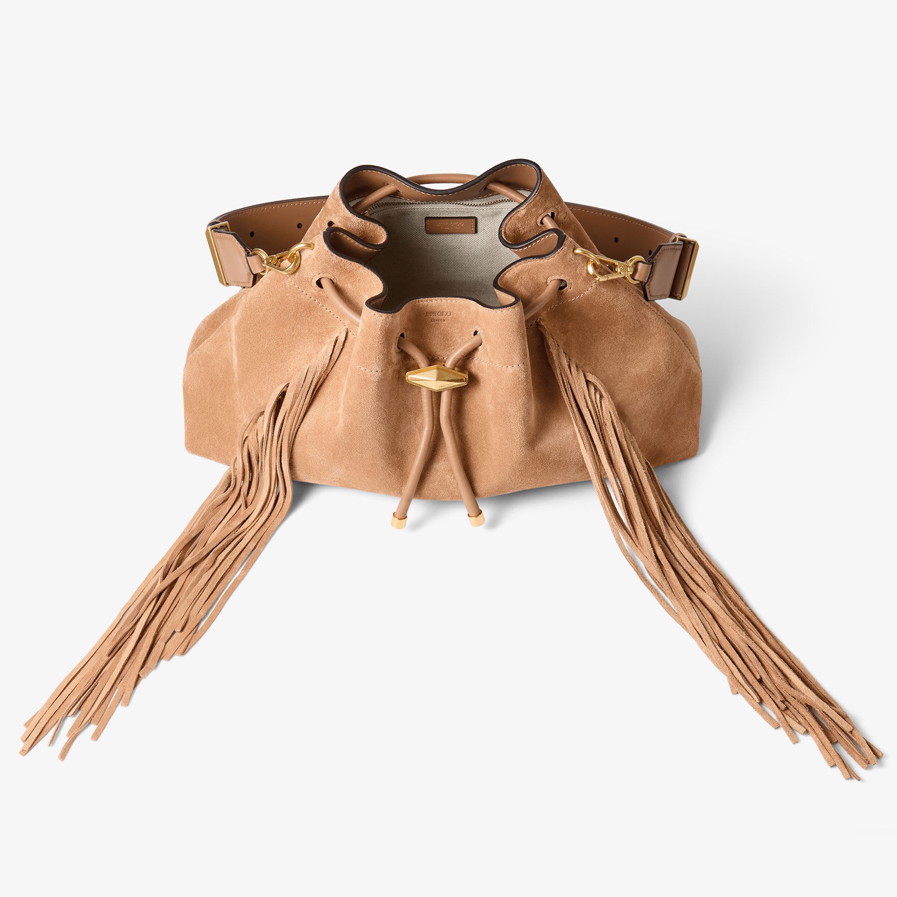 Cinch M
Toffee Suede Shoulder Bag With Fringes - 6