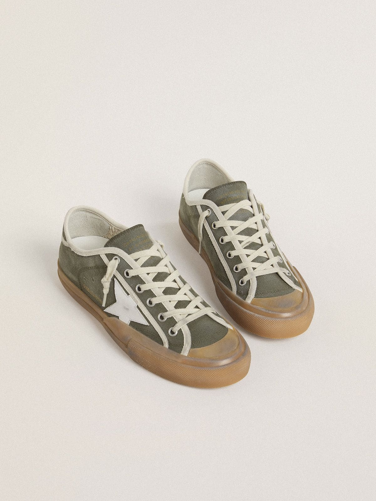 Women’s Super-Star LTD in green canvas with white leather star - 2