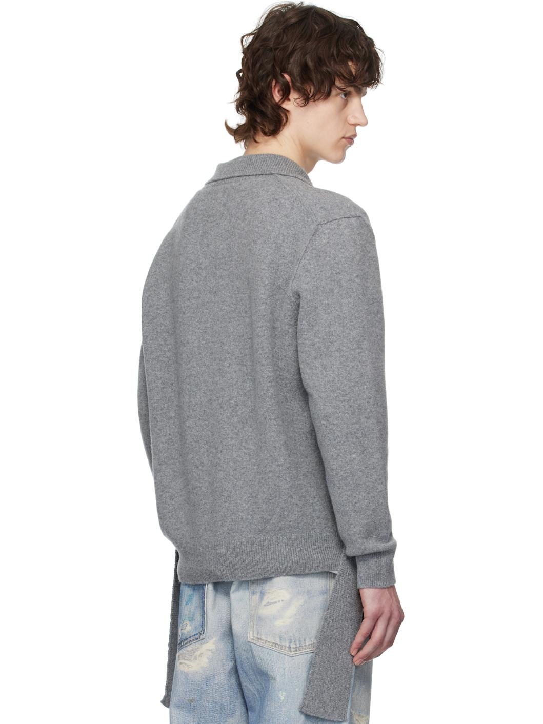 Gray Zip Up Cut Out Window Cardigan - 3
