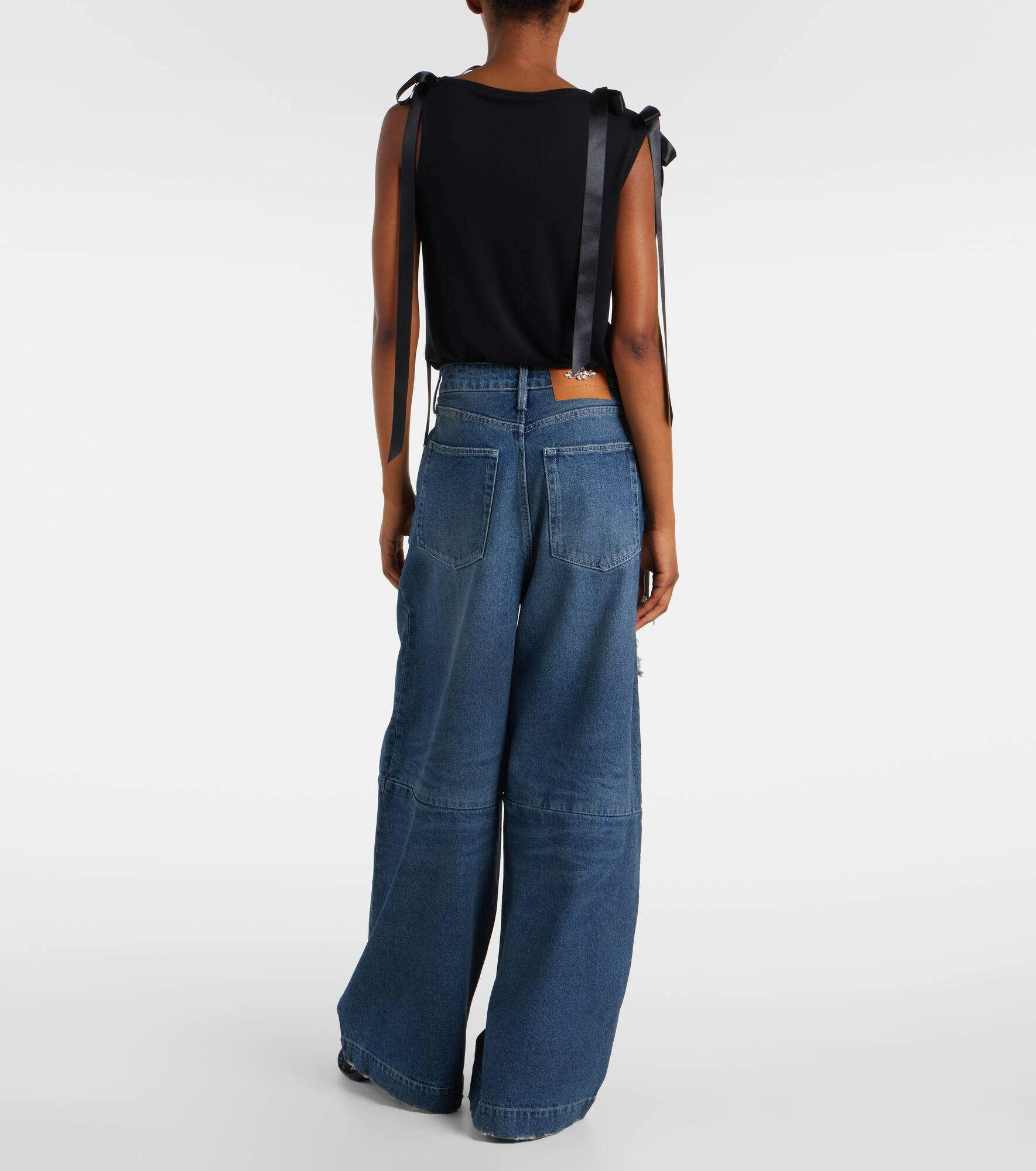 Distressed high-rise wide-leg jeans - 3