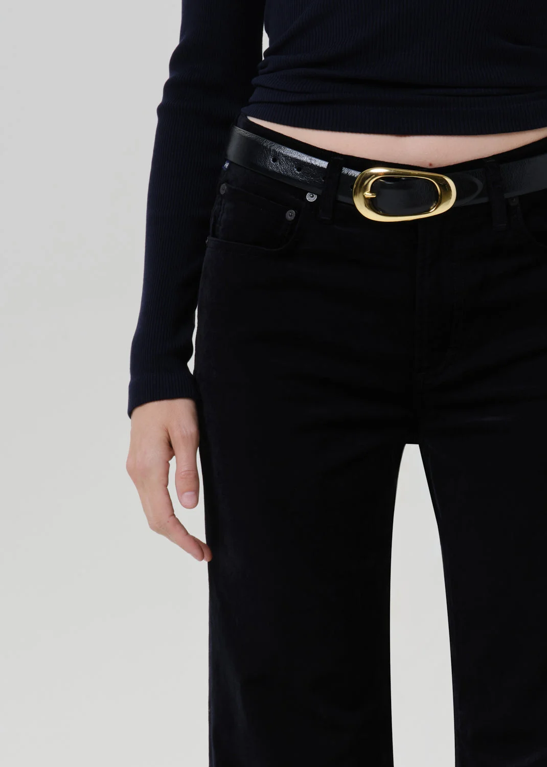 Kimberly 70's Stretch Velvet Flare In Onyx - 1