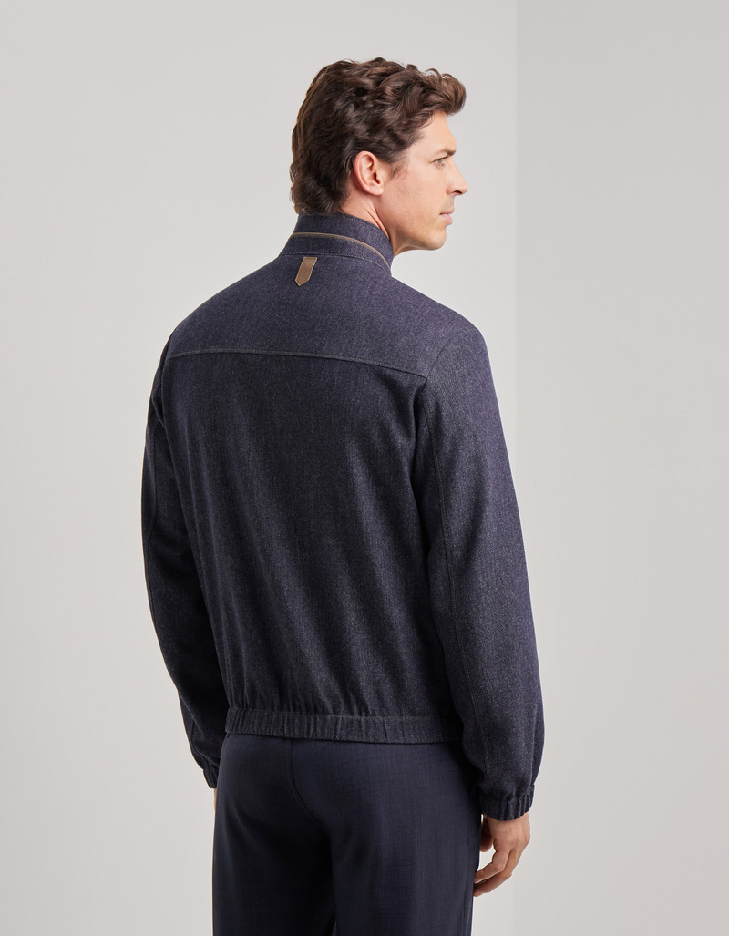 BLUE BLOUSON JACKET IN 150'S WOOL WITH A DENIM EFFECT 3