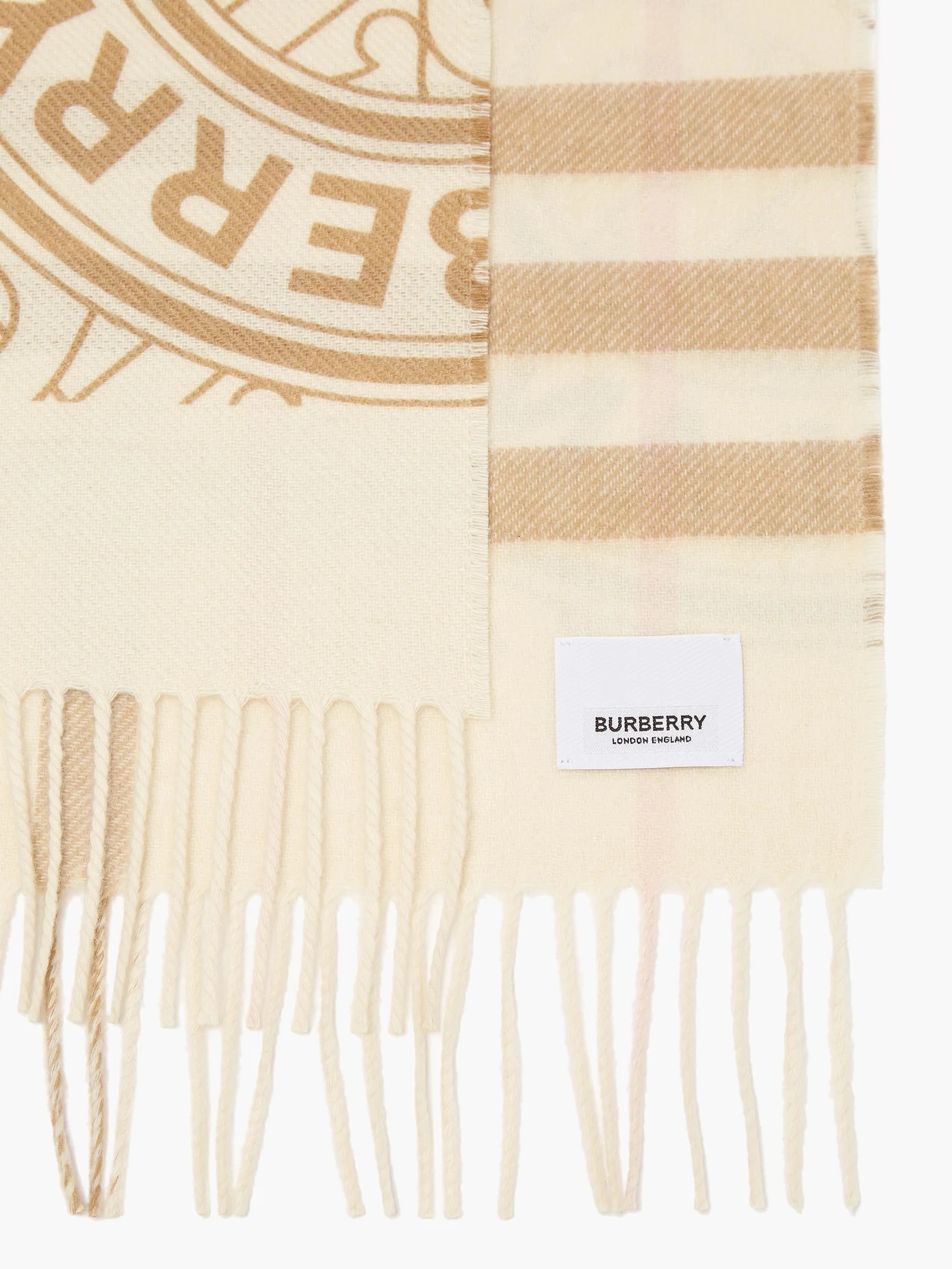 Logo and check print cashmere scarf - 4