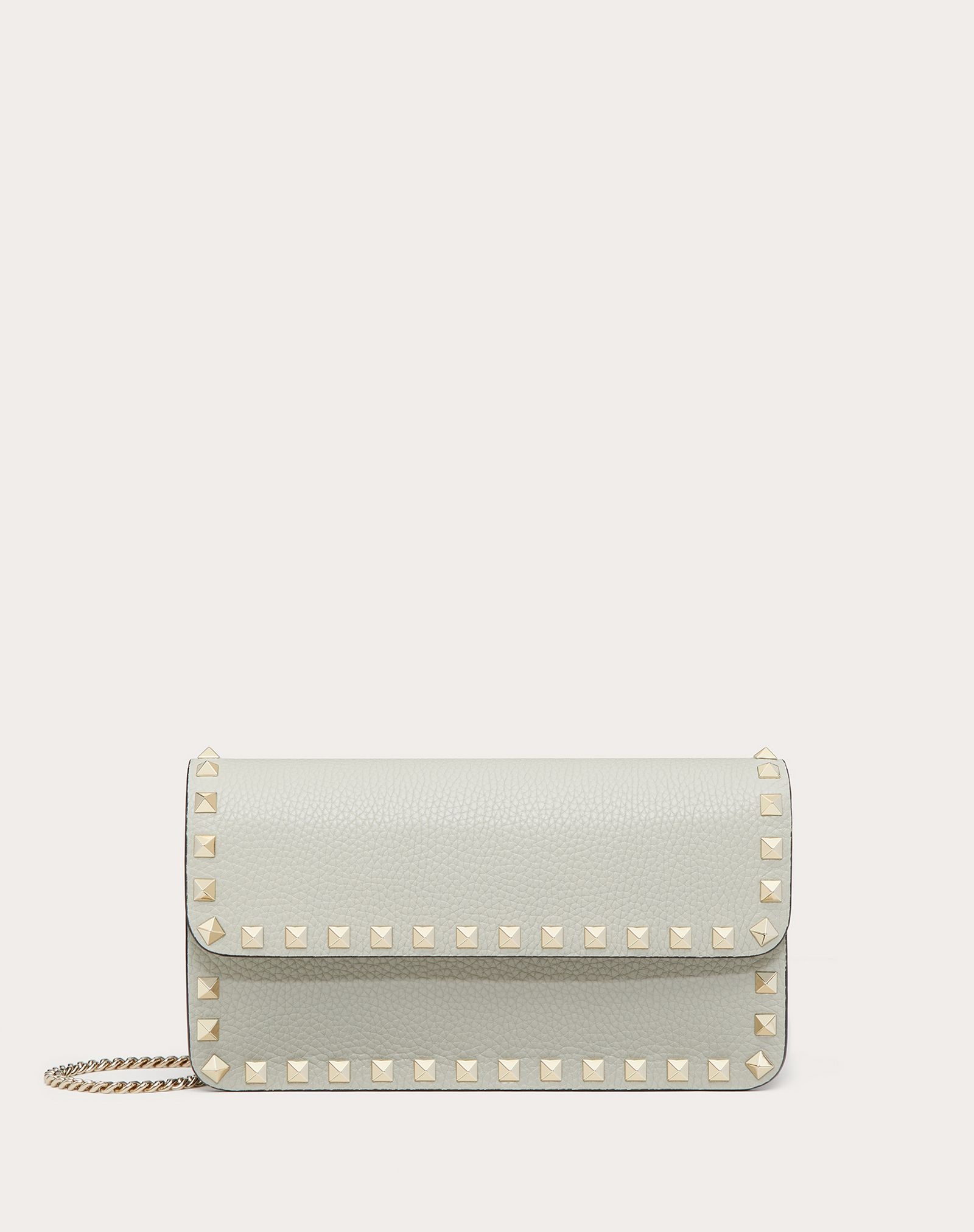 ROCKSTUD GRAINY CALFSKIN LEATHER CHAIN POUCH - 1