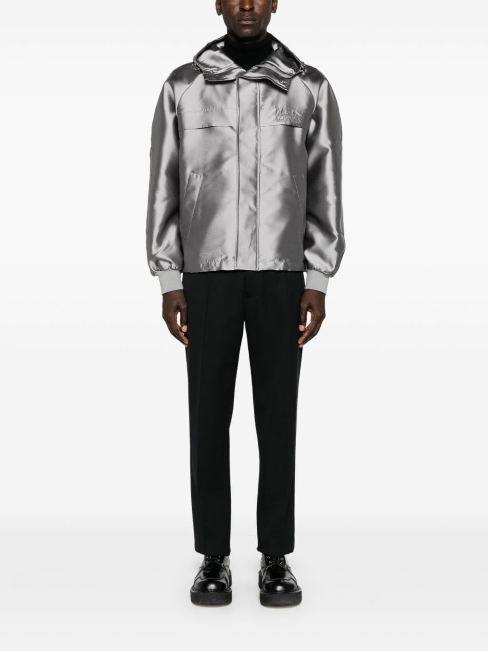 logo-embroidered hooded jacket - 2