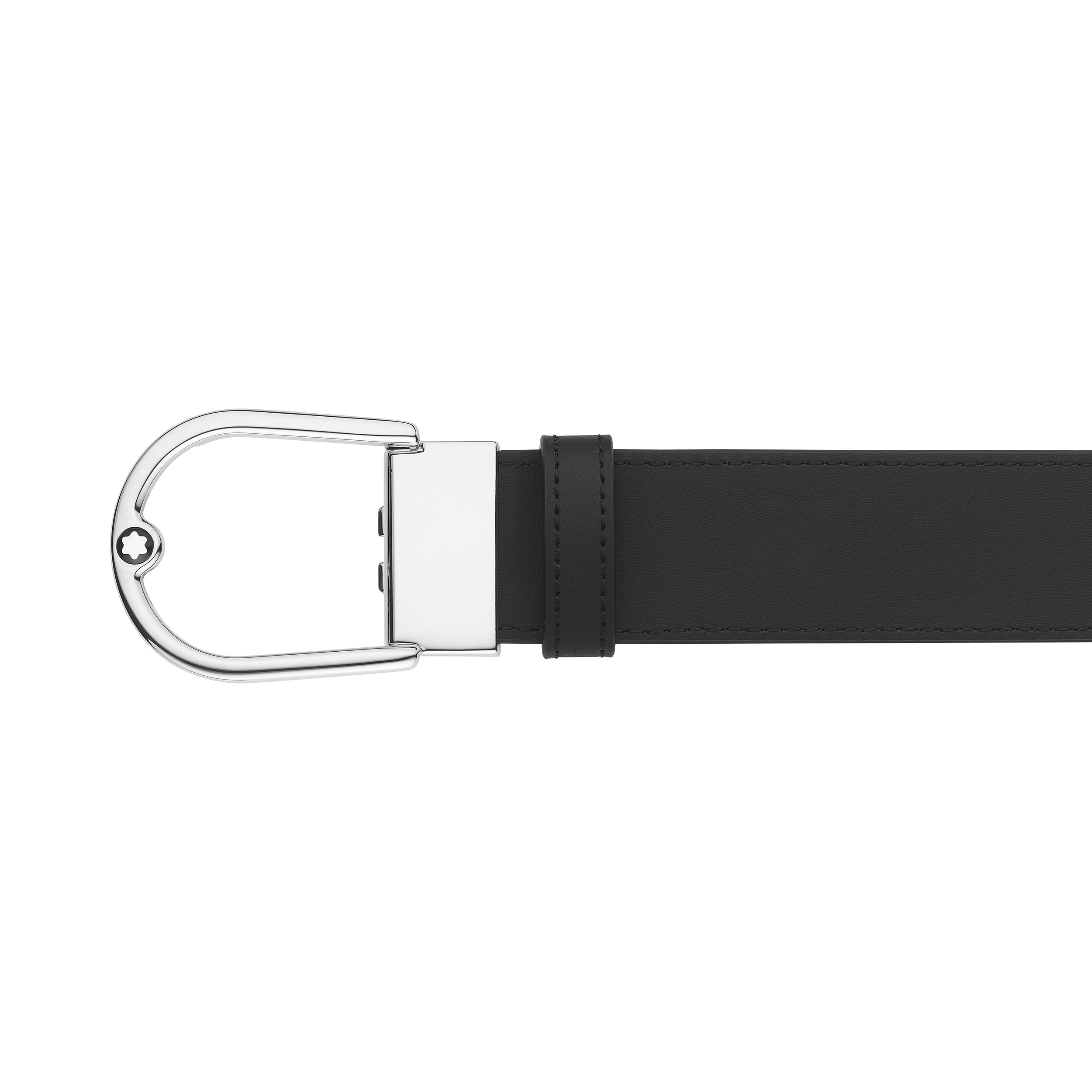 HORSESHOE BUCKLE PRINTED BLACK/PLAIN BLACK 35 MM REVERSIBLE LEATHER BELT - 5