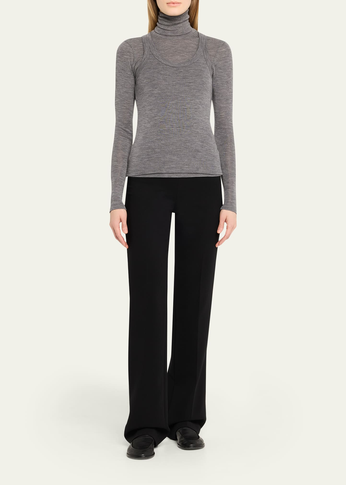 Double-Layer Merino Jersey Turtleneck - 2