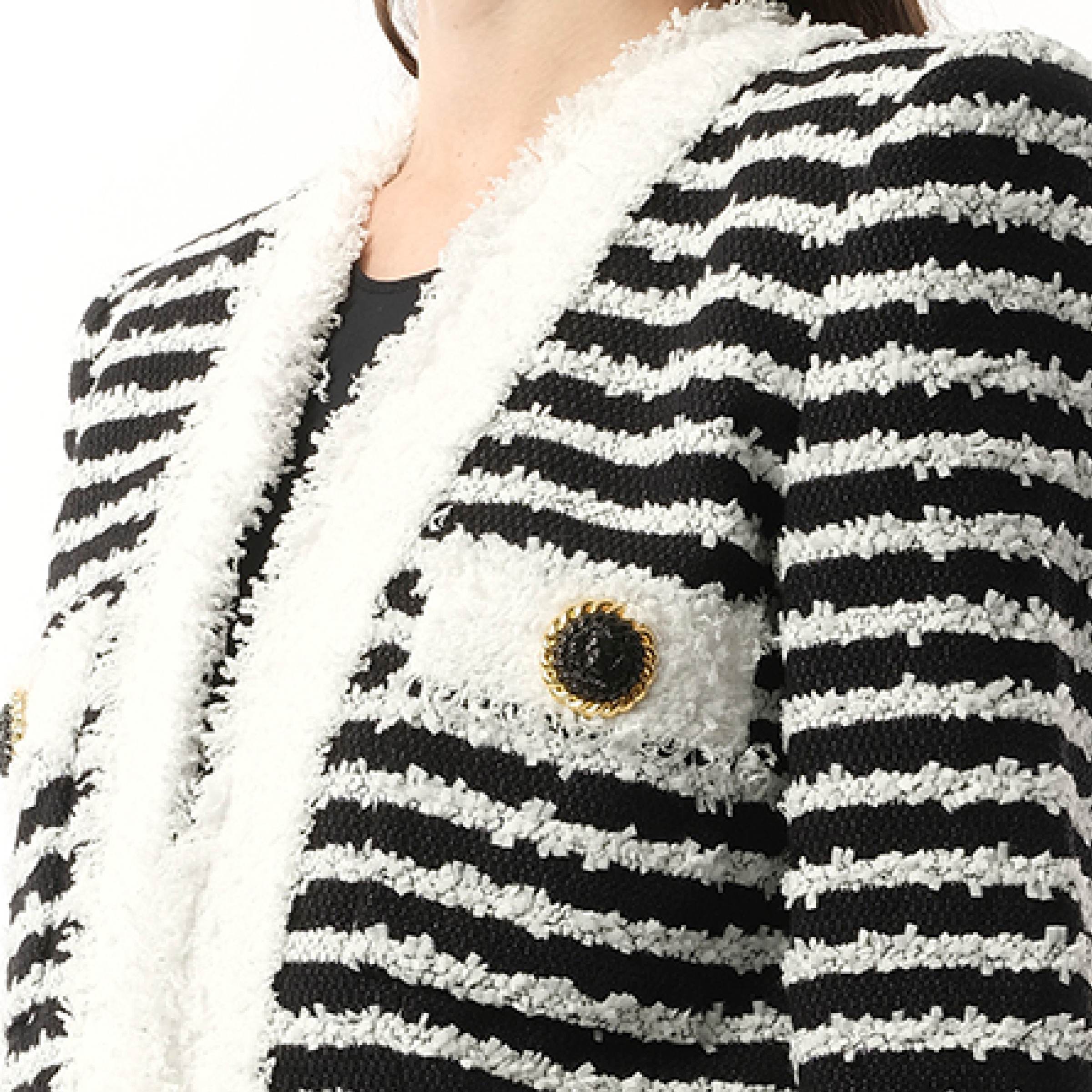 4PKT Mariniere Tweed Jacket in Black/White - 3