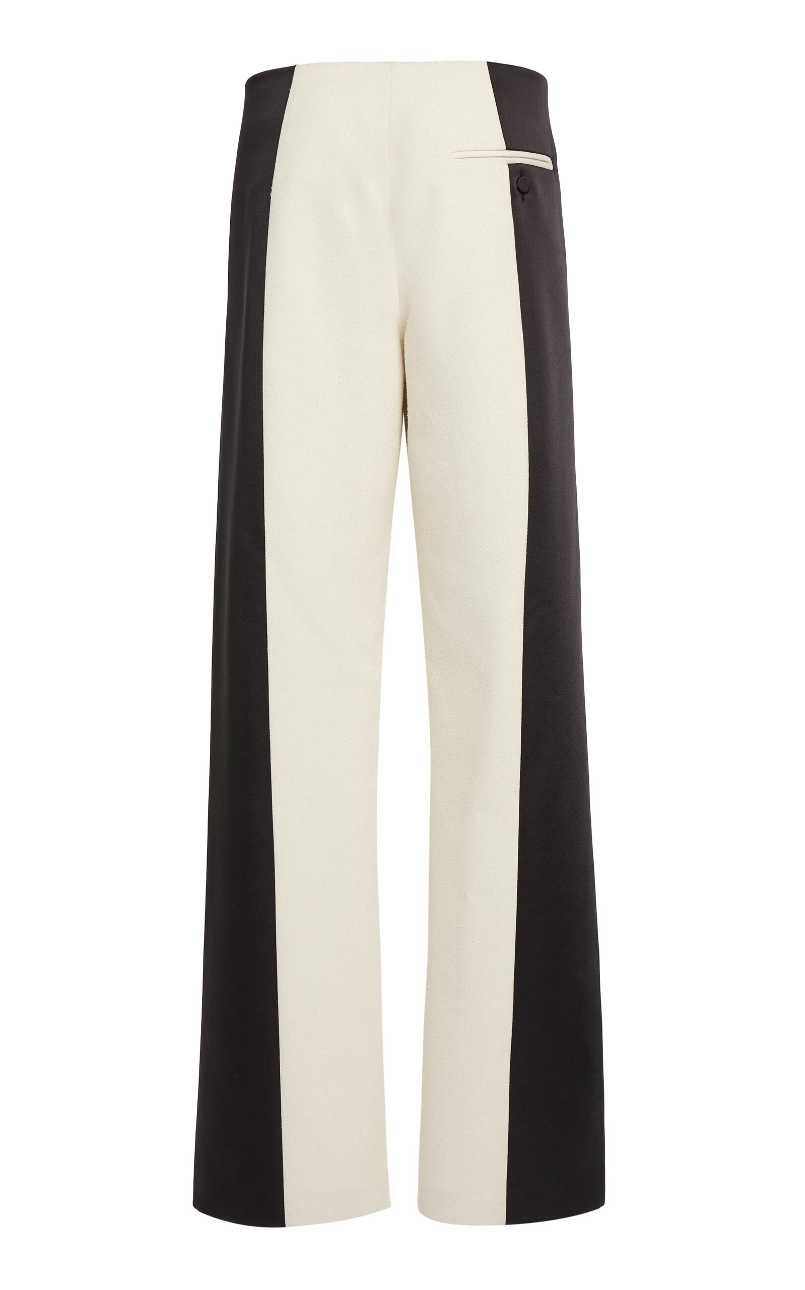 Tuxedo-Contrast Silk Wide-Leg Pants black/white - 5