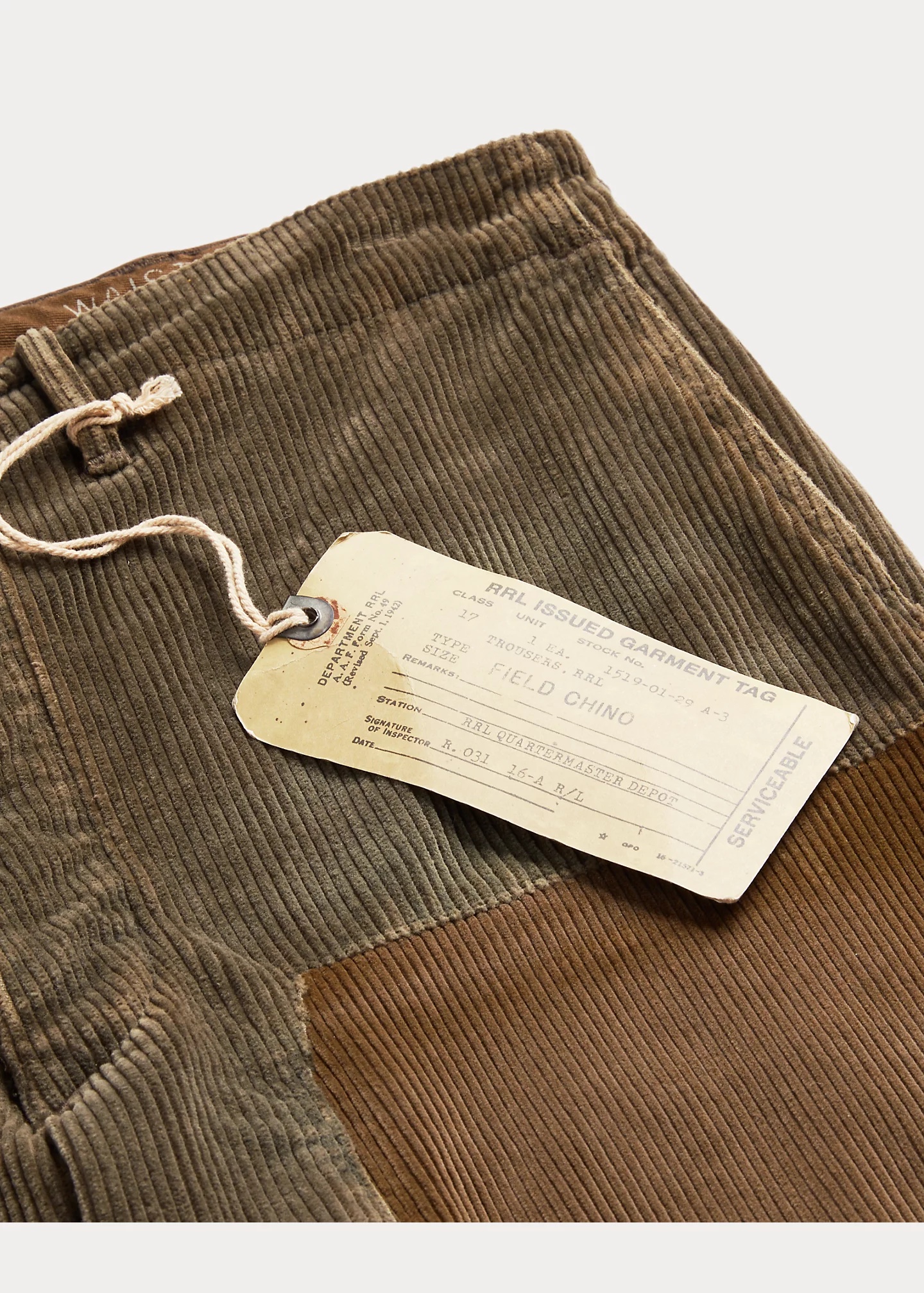 RRL by Ralph Lauren Distressed Corduroy Field Pant | REVERSIBLE