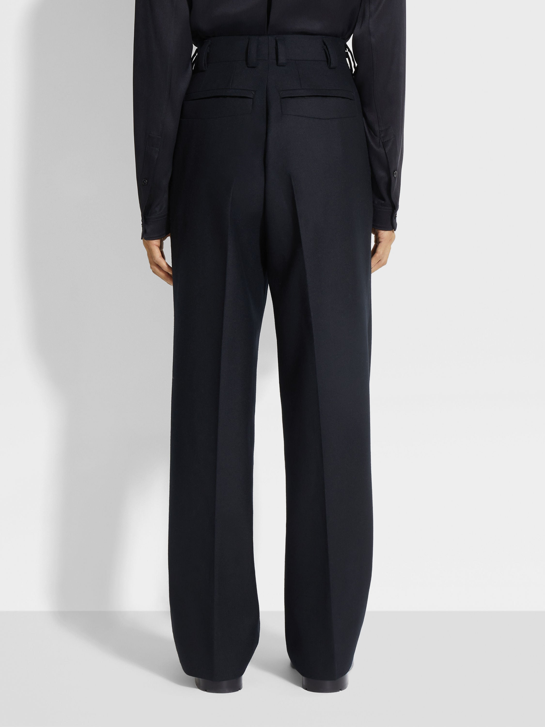 BLACK MÉLANGE WOOL PANTS - 6
