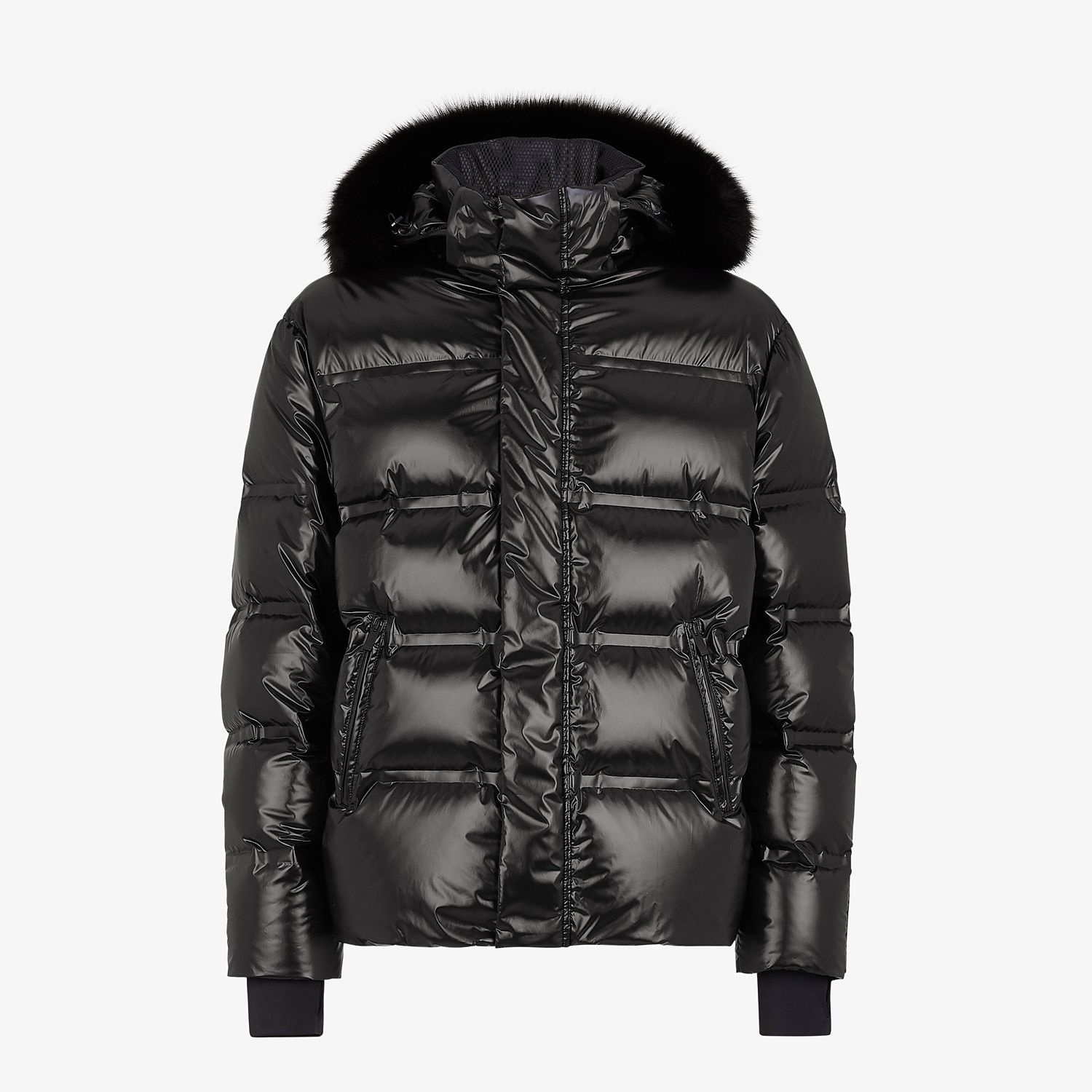 Black nylon down jacket - 1