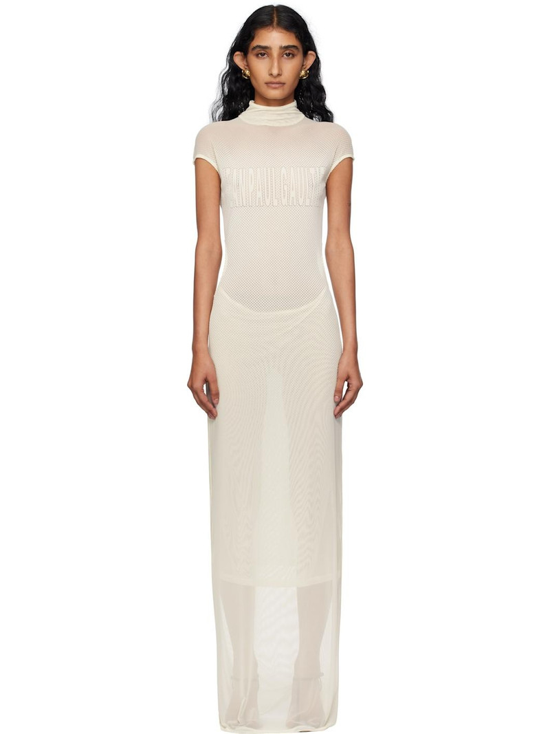Off-White Sleeveless Flock Maxi Dress 1