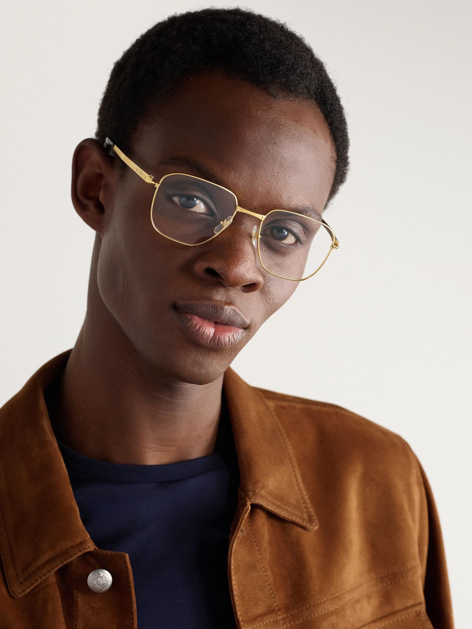 Santos de Cartier D-Frame Gold-Tone Titanium Optical Glasses Gold - 2