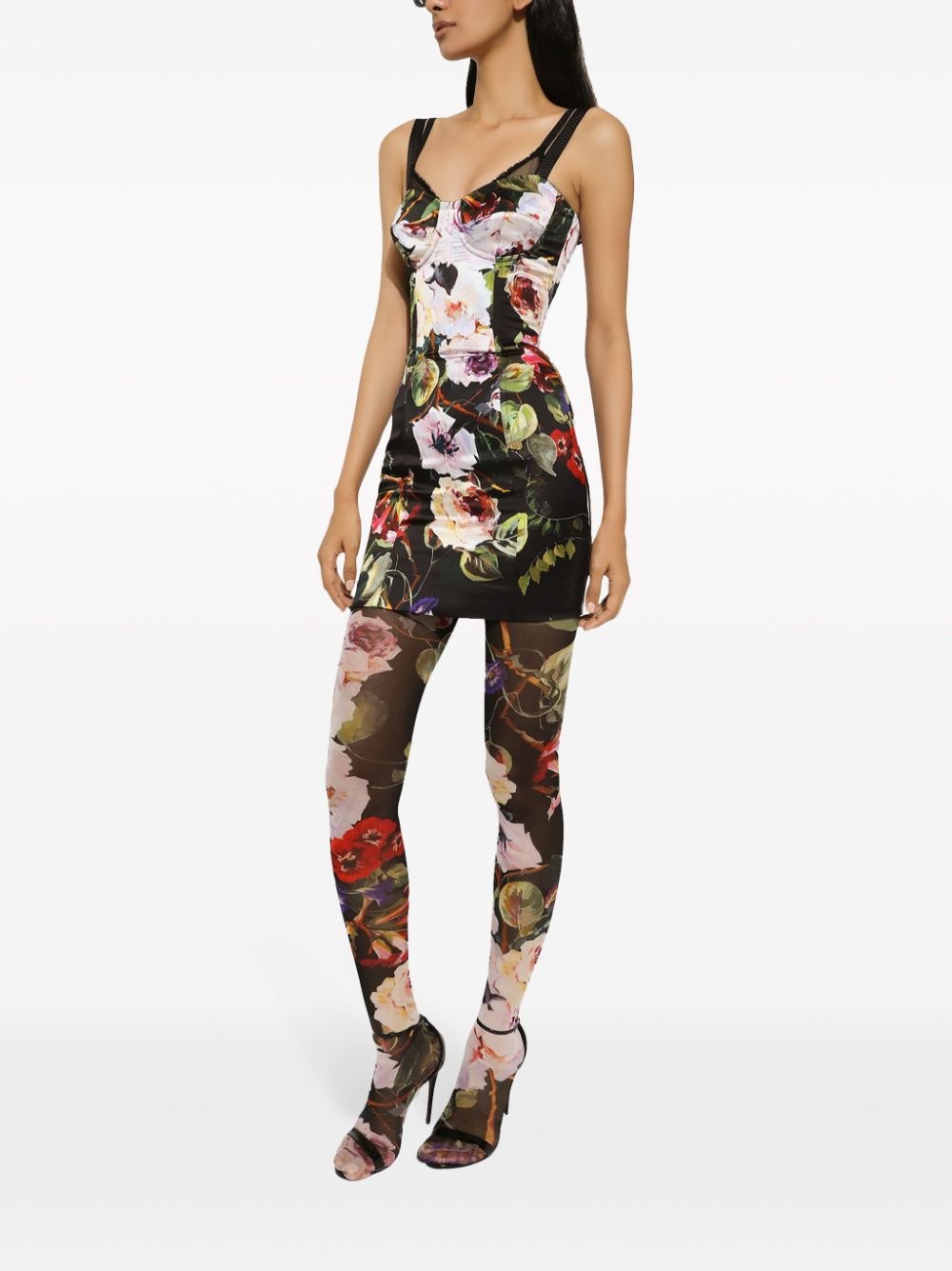 floral-print corset dress - 2