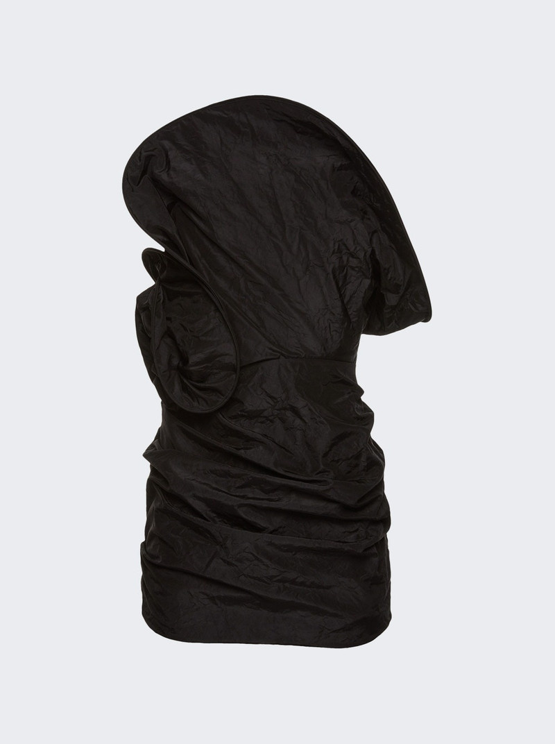 Sculptural Rose Mini Dress Black - 1
