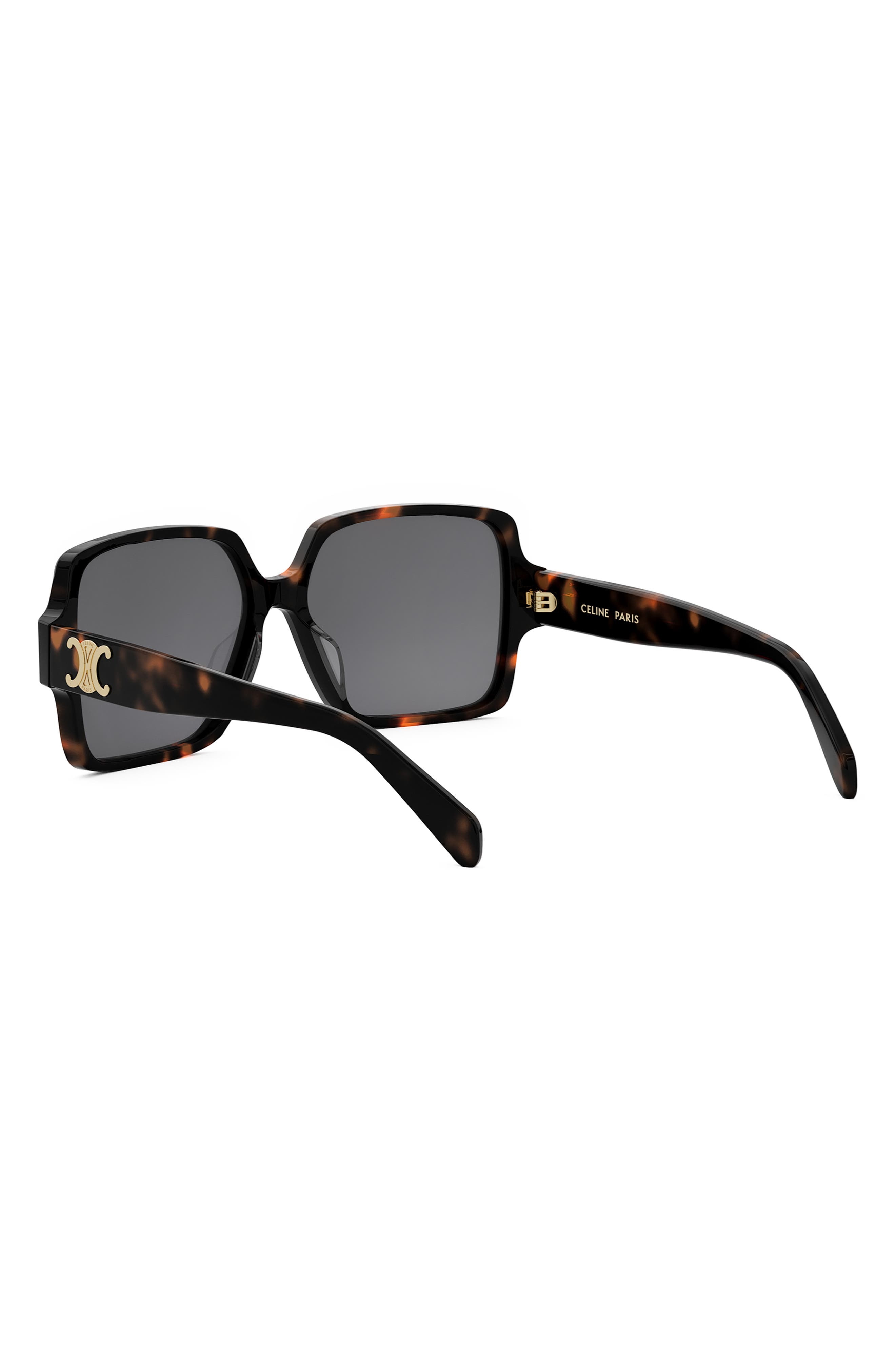 CELINE Triomphe 60mm Square Sunglasses in Dark Havana /Smoke at Nordstrom - 6