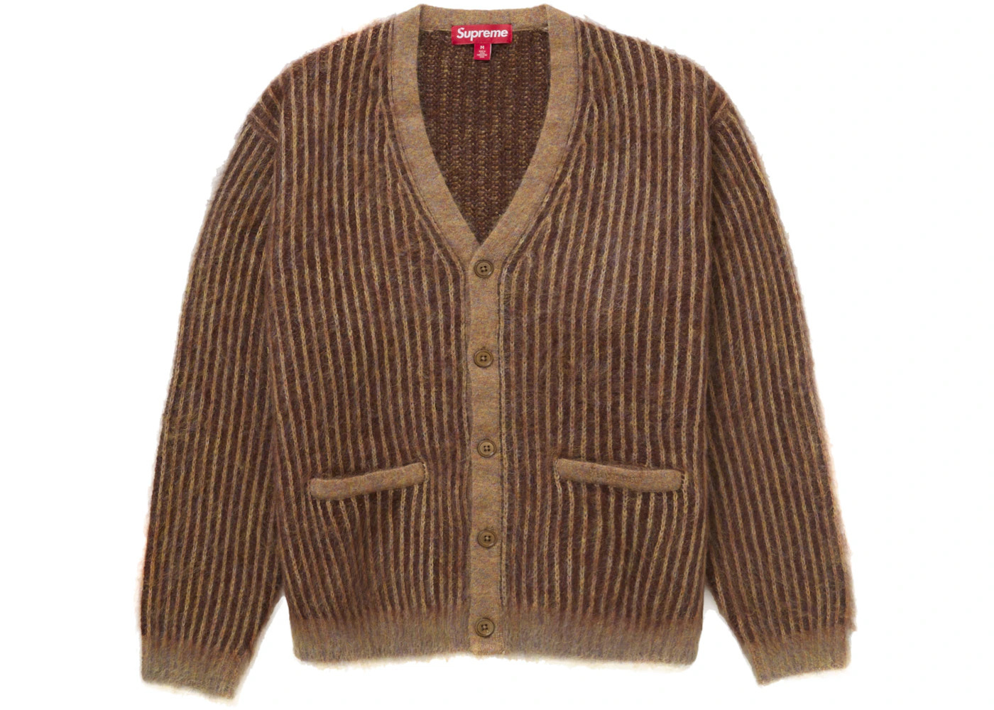 Supreme 2-Tone Mohair Cardigan Light Brown - 1